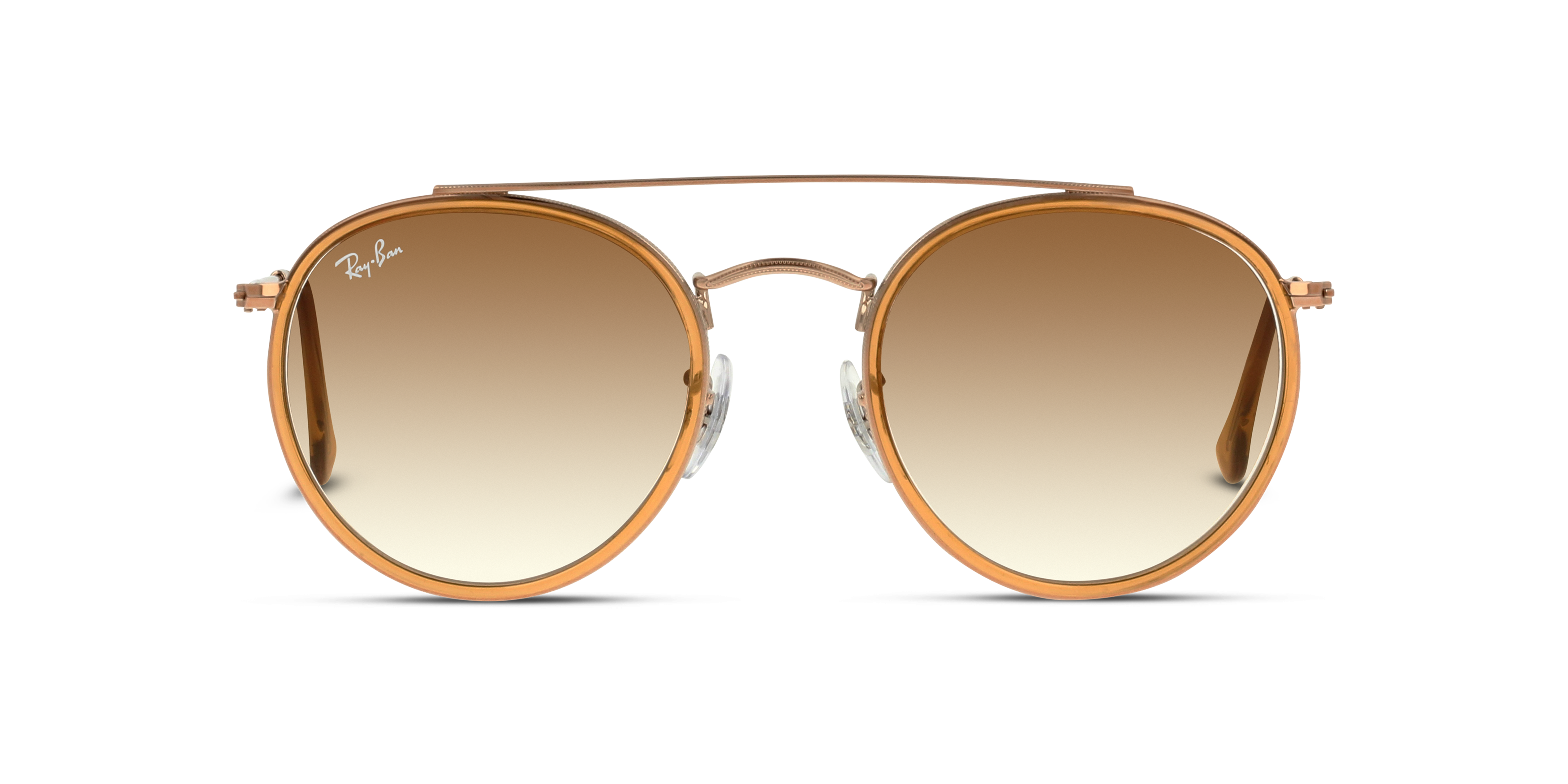 Front Ray-Ban Round Double Bridge RB3647N 907051 Bruin / Zilver