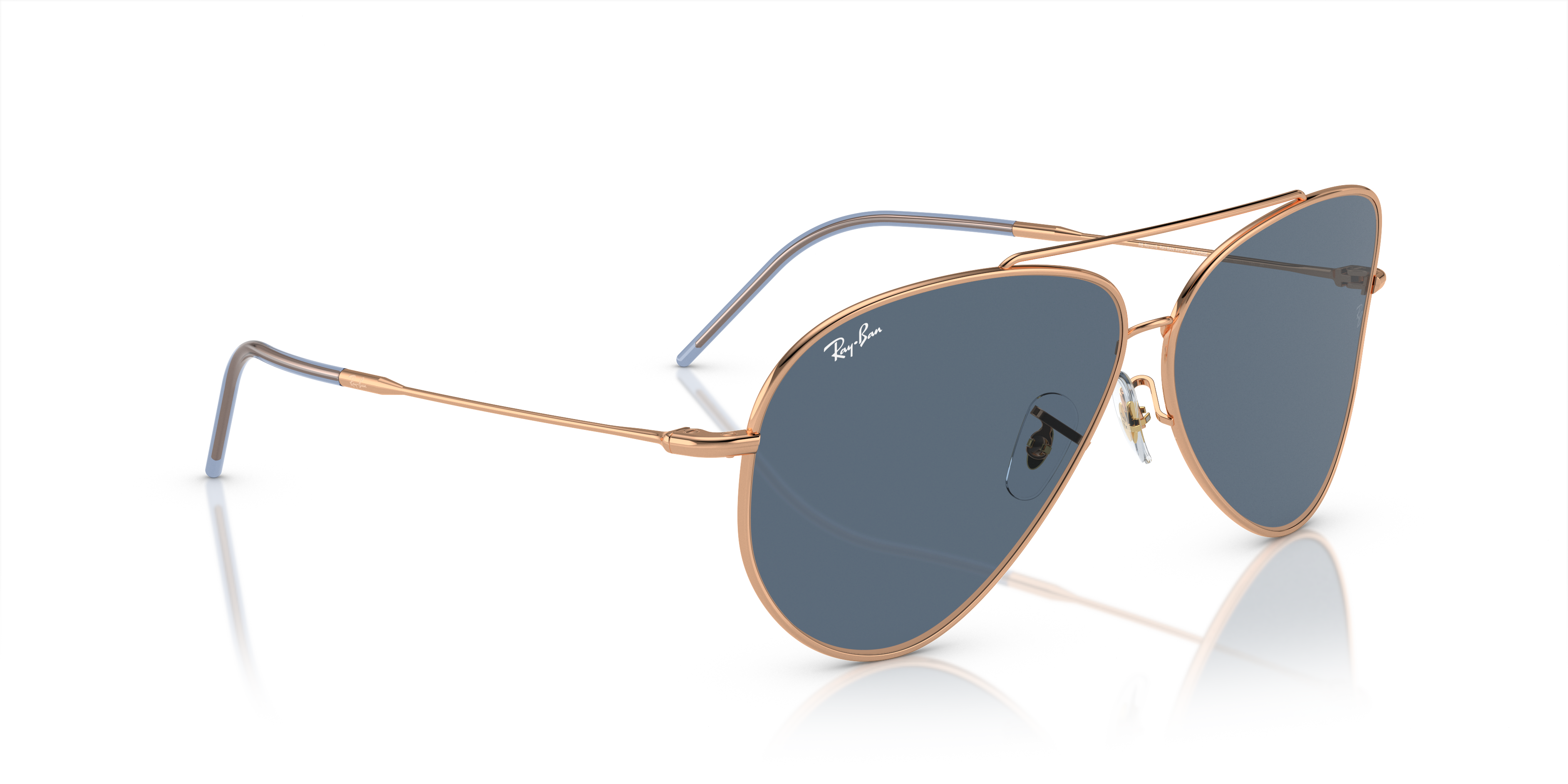 Angle_Right01 Ray-Ban Aviator Reverse RBR 0101S (92023A) Sunglasses Blue / Rose Gold