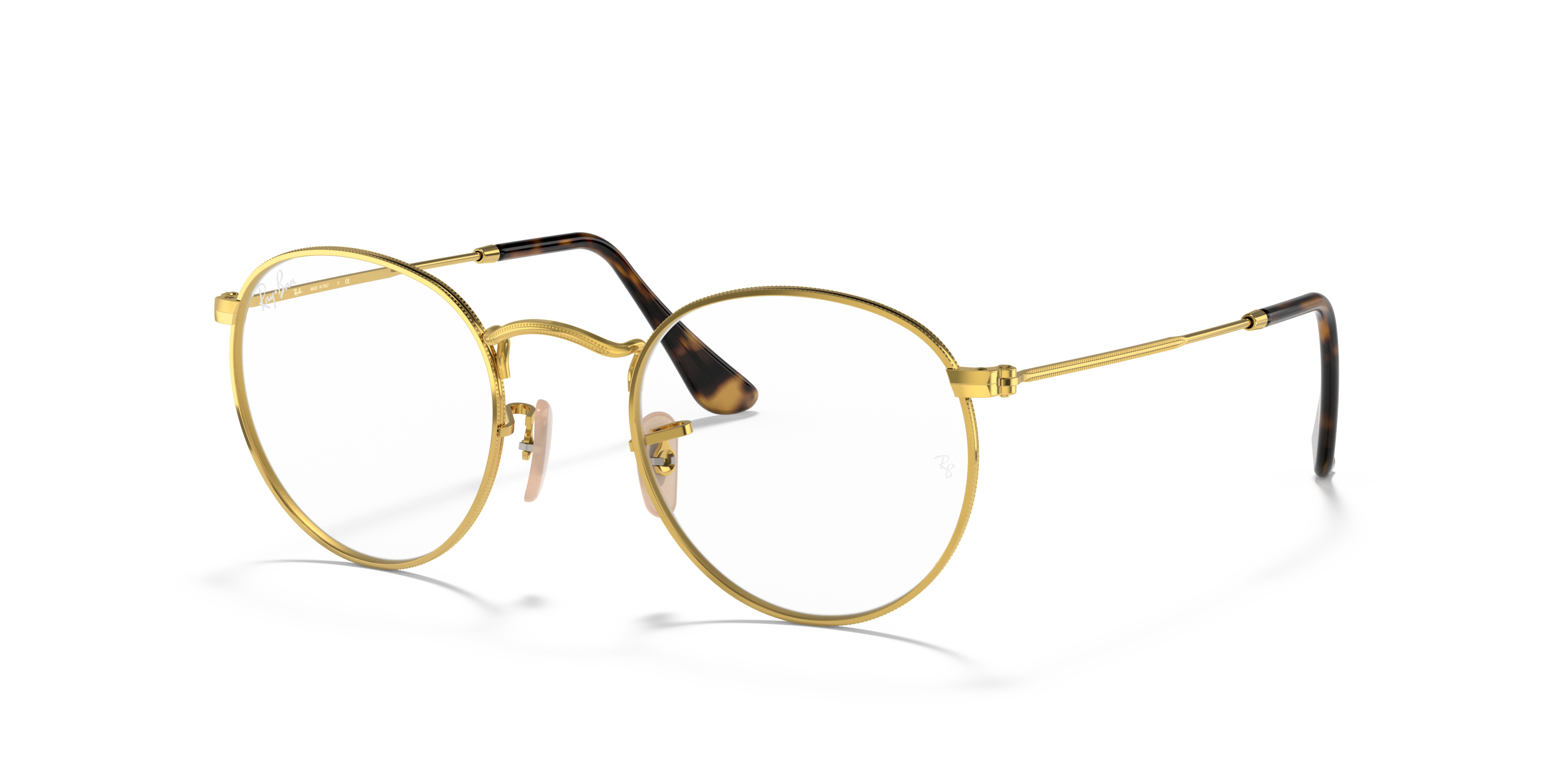 Angle_Left01 Ray-Ban Round Metal RX 3447V (2500) Glasses Transparent / Gold