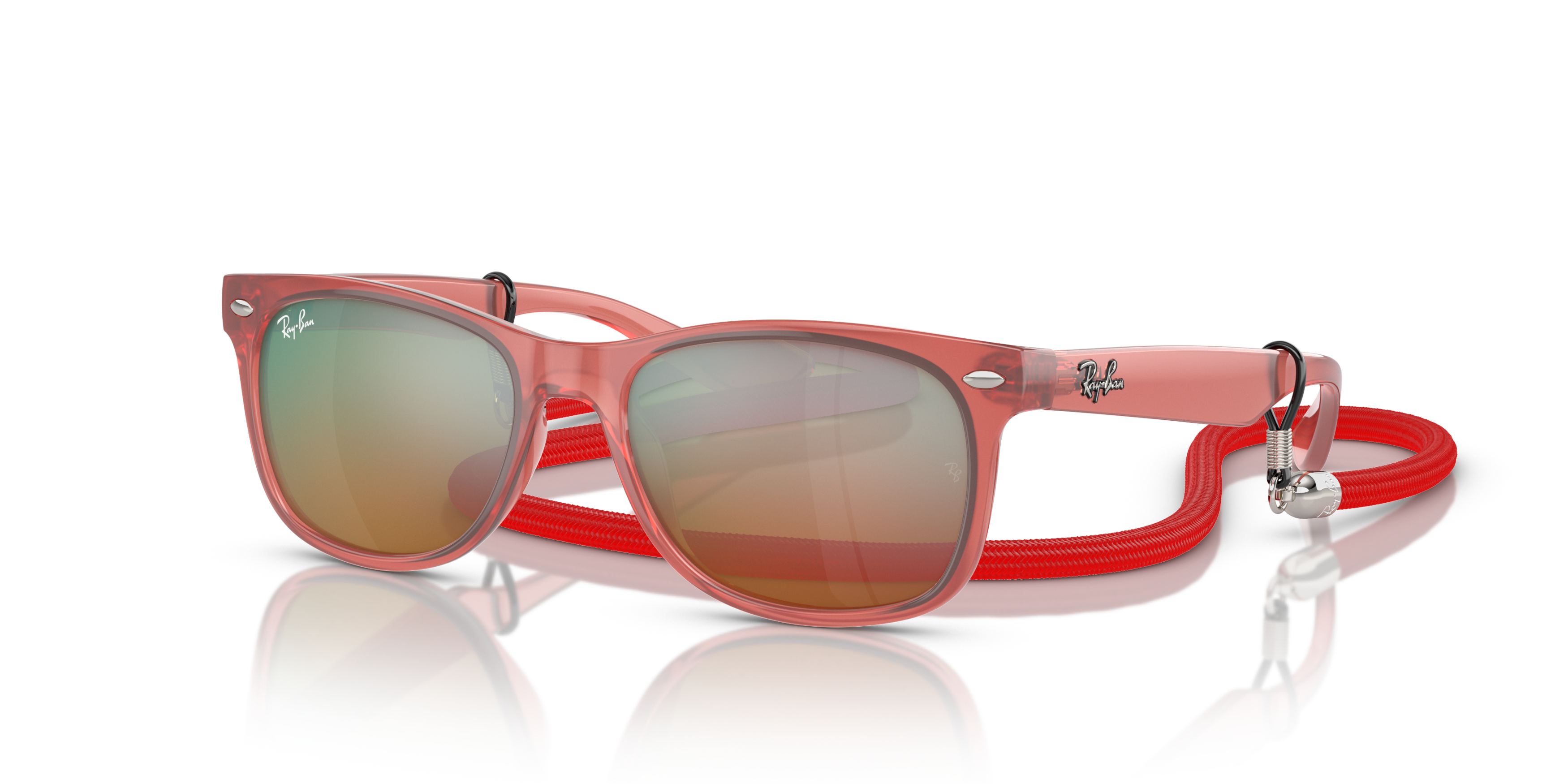 Angle_Left01 Ray-Ban RJ9052S Children's Sunglasses Silver / Transparent, Red