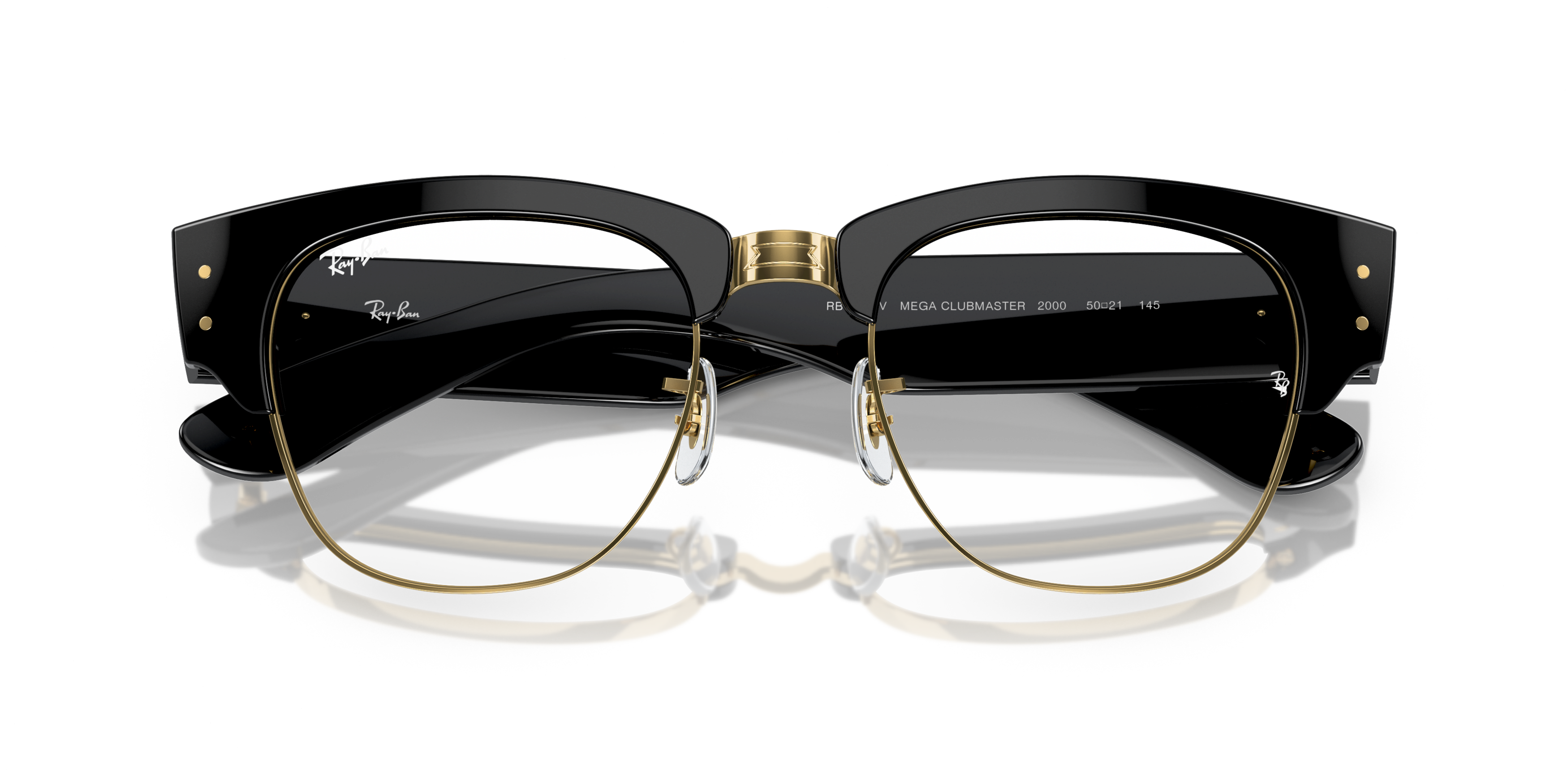 Folded Ray-Ban Mega Clubmaster RX 0316V Glasses Transparent / Black, Gold