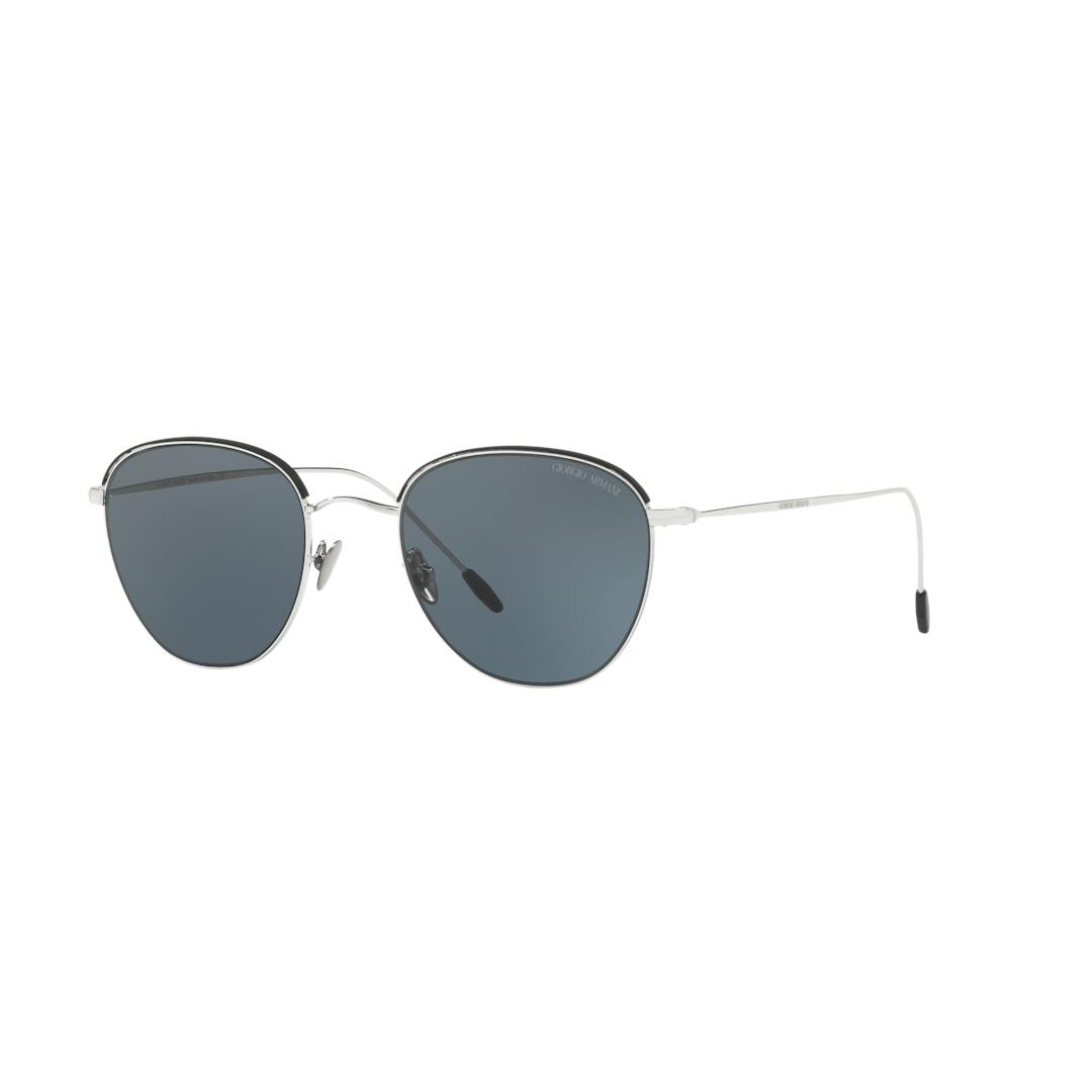 Giorgio Armani AR6048 Lunettes de Soleil Homme - Rectangle Argent Noir - Possibilité de verres corre