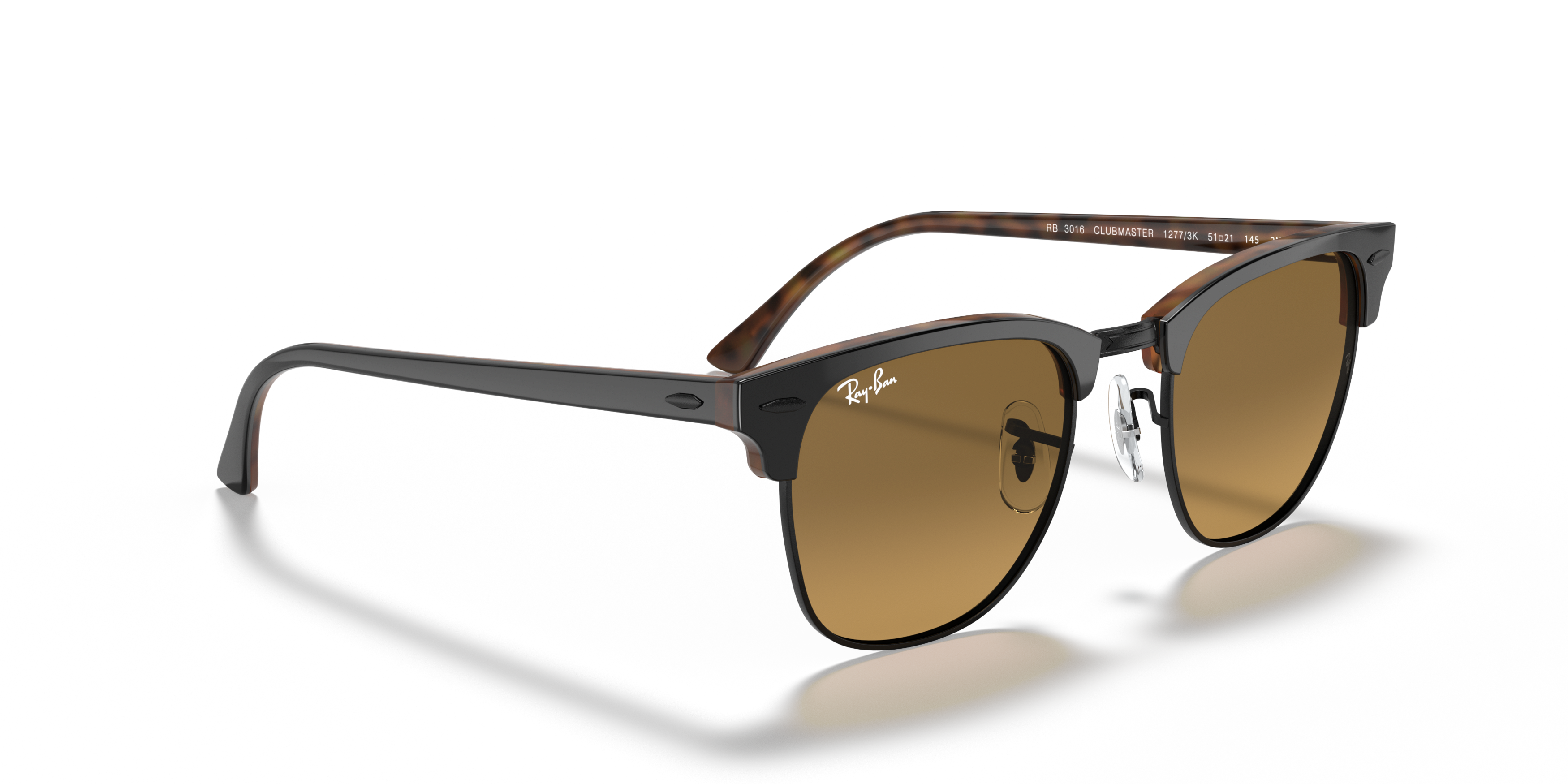 Angle_Right01 Ray-Ban Clubmaster Color Mix RB3016 12773K Bruin / Zwart
