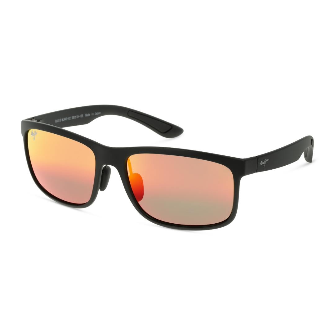 Maui Jim 449 Huelo Lunettes de Soleil - Rectangle Noir - Verres Polarisés - Possibilité de verres co