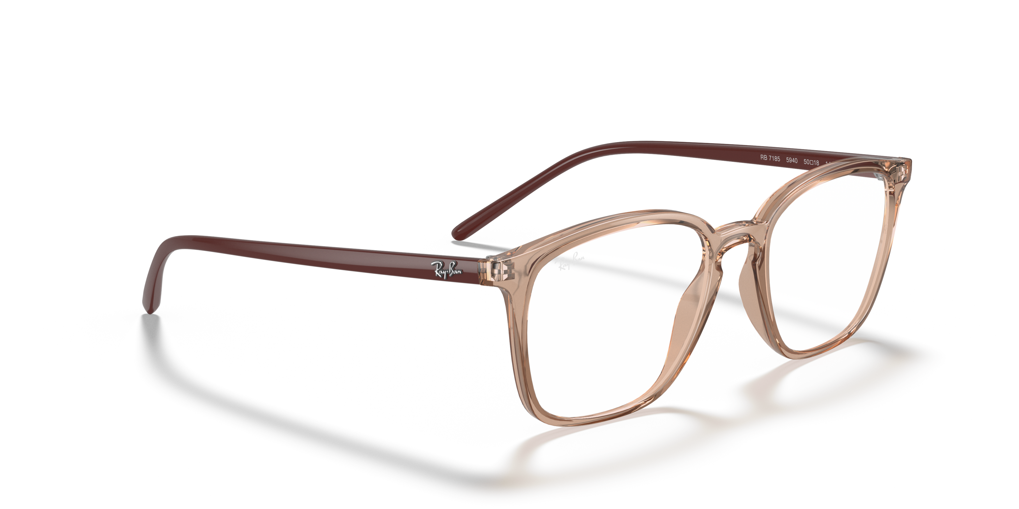 Angle_Right01 Ray-Ban RX 7185 (5940) Glasses Transparent / Transparent, Brown
