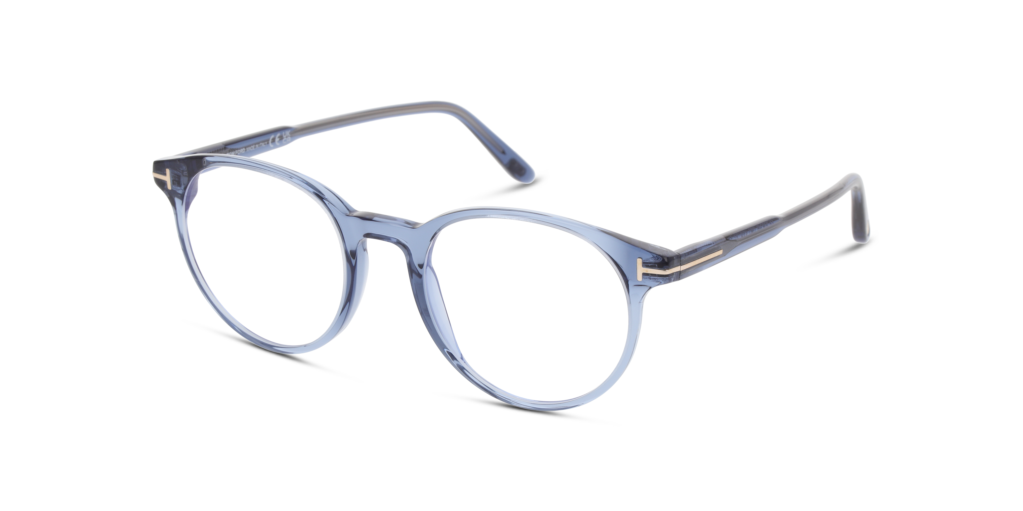Angle_Left01 Tom Ford FT 5695-B Glasses Transparent / Transparent, Blue