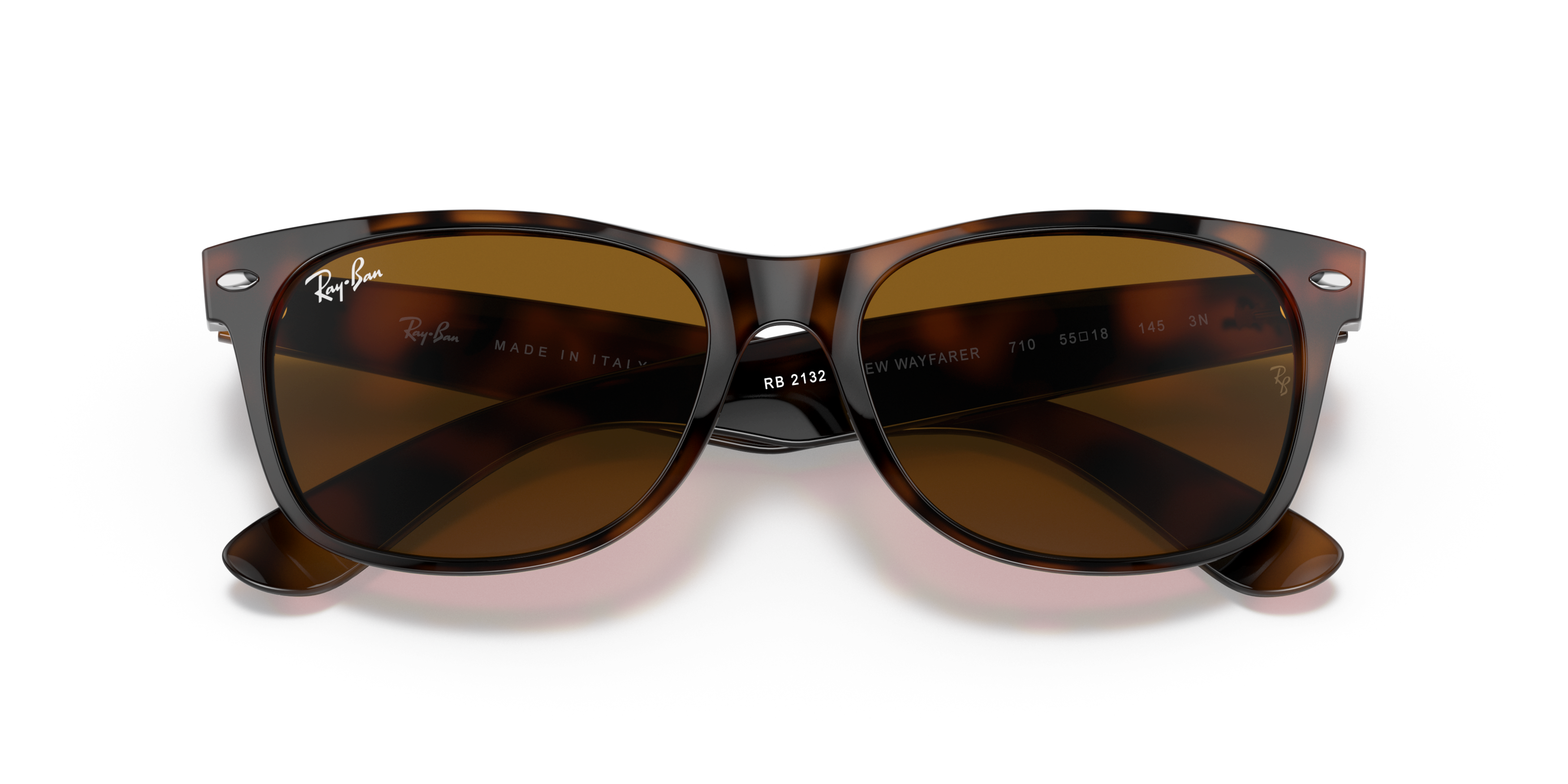 Folded Ray-Ban New Wayfarer Classic RB 2132 Sunglasses Brown / Tortoise Shell