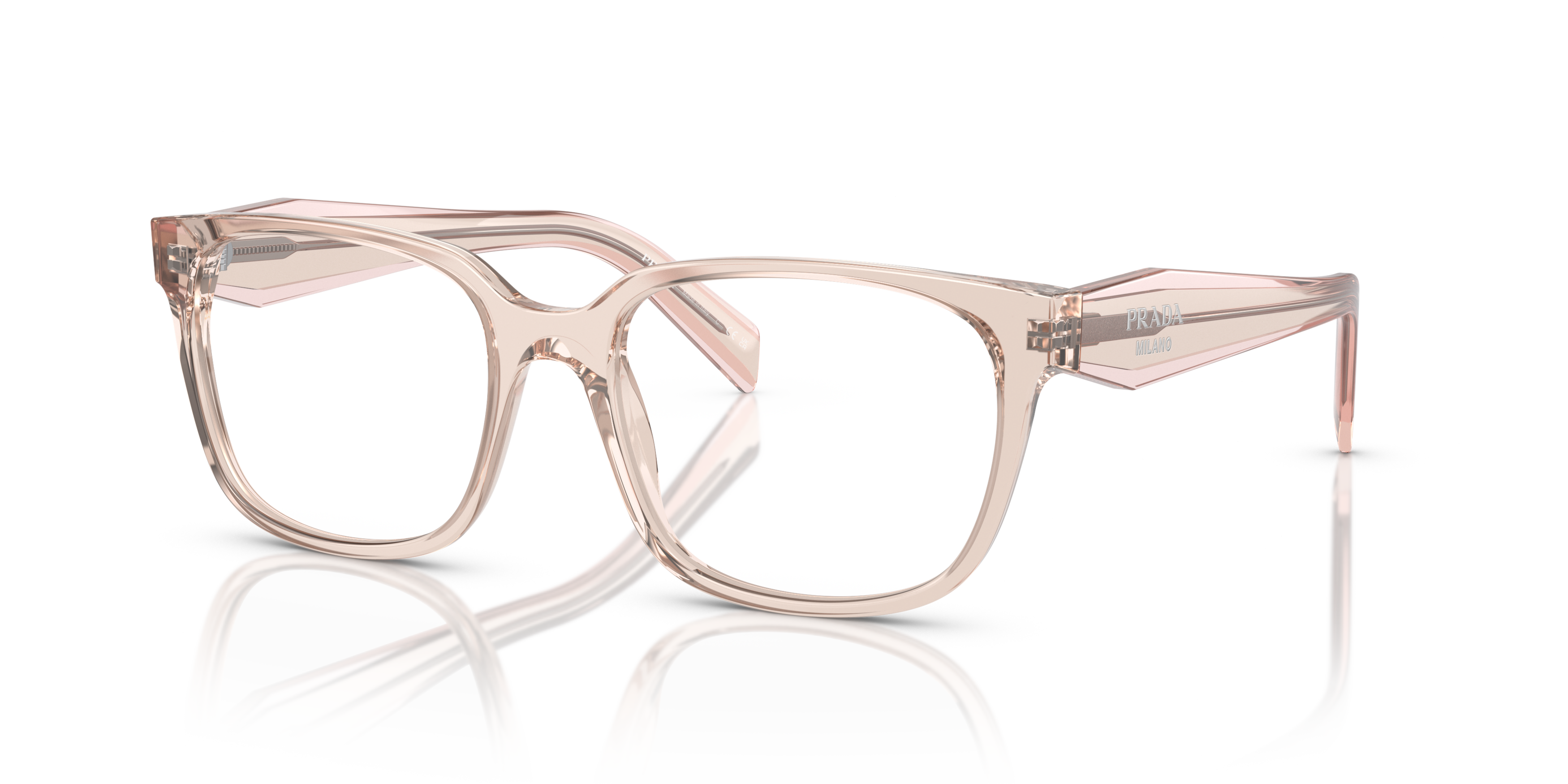 Angle_Left01 Prada PR 17ZV Glasses Transparent / Transparent, Pink