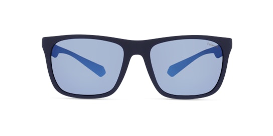 Polaroid Sunglasses Gafas de sol rectangulares PLD 6009/N/M para mujer,  color azul transparente/polarizado gris azul espejado, 1.969 in, 0.866 in