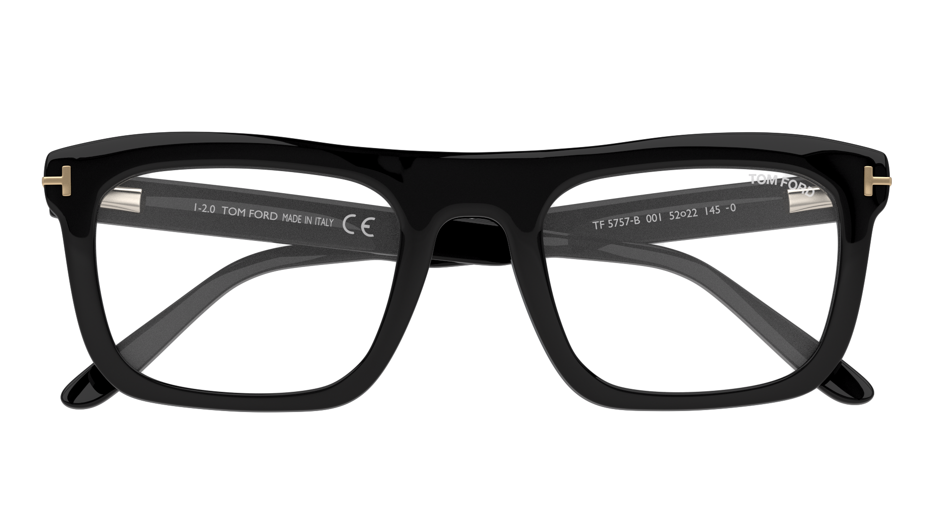 Folded Tom Ford FT 5757-B (001) Glasses Transparent / Black