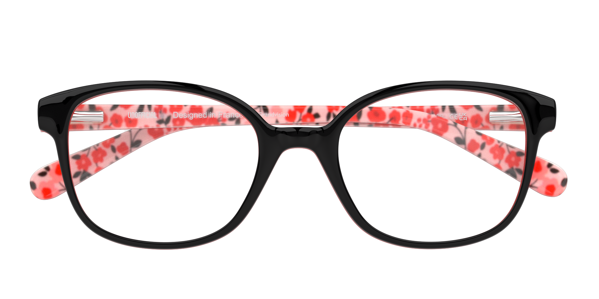Folded Unofficial UN OJ0004 (BR00) Children's Glasses Transparent / Black