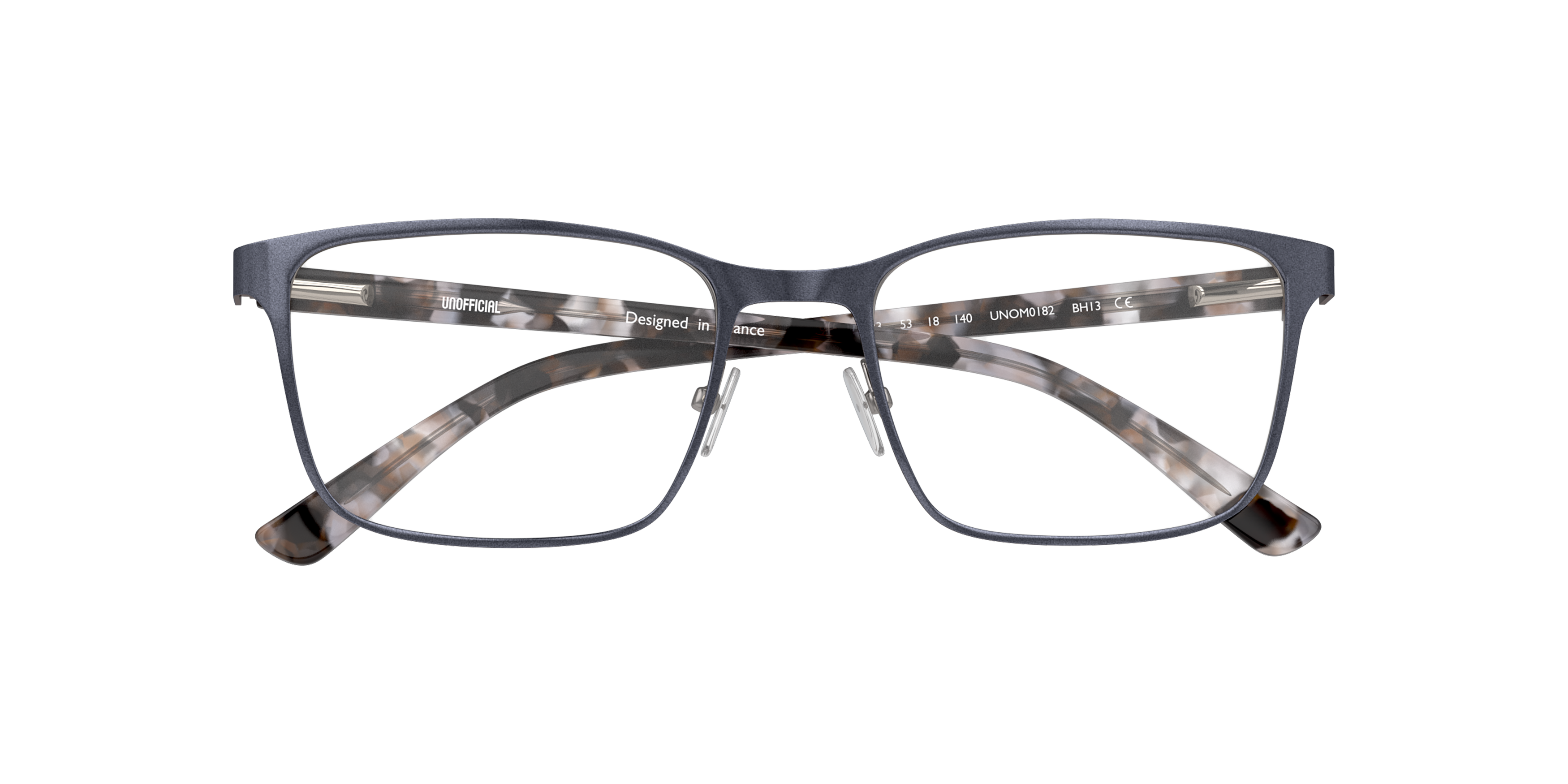 Folded Unofficial UNOM0182 (GH00) Glasses Transparent / Grey
