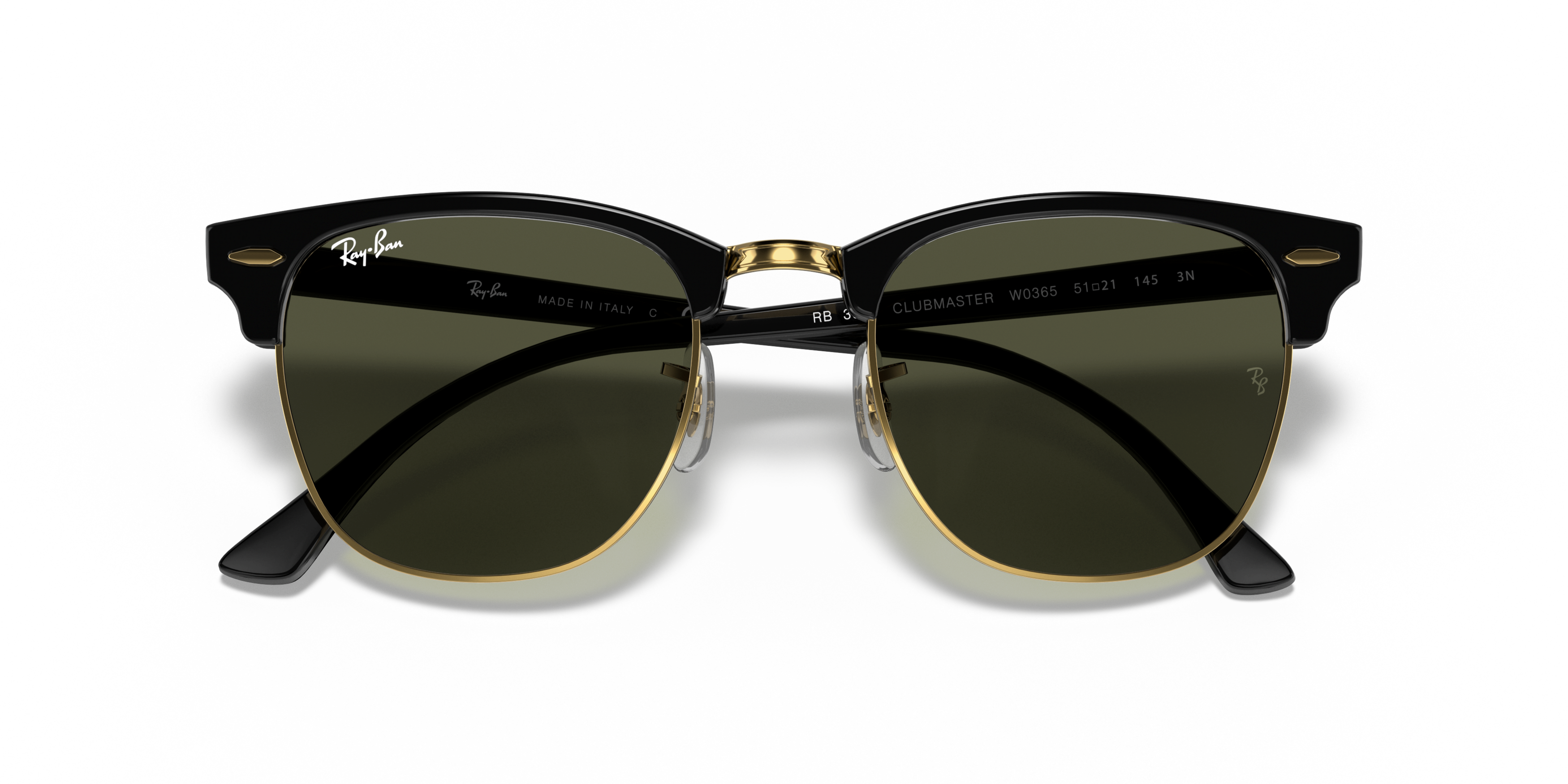 Folded Ray-Ban CLUBMASTER RB3016 W0365-49/21 Verde / Nero,Oro