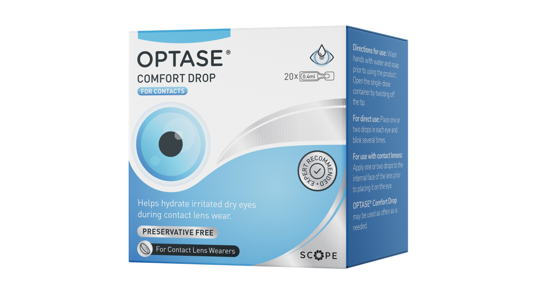 Front OPTASE Comfort Drop Preservative Free Eye Drops