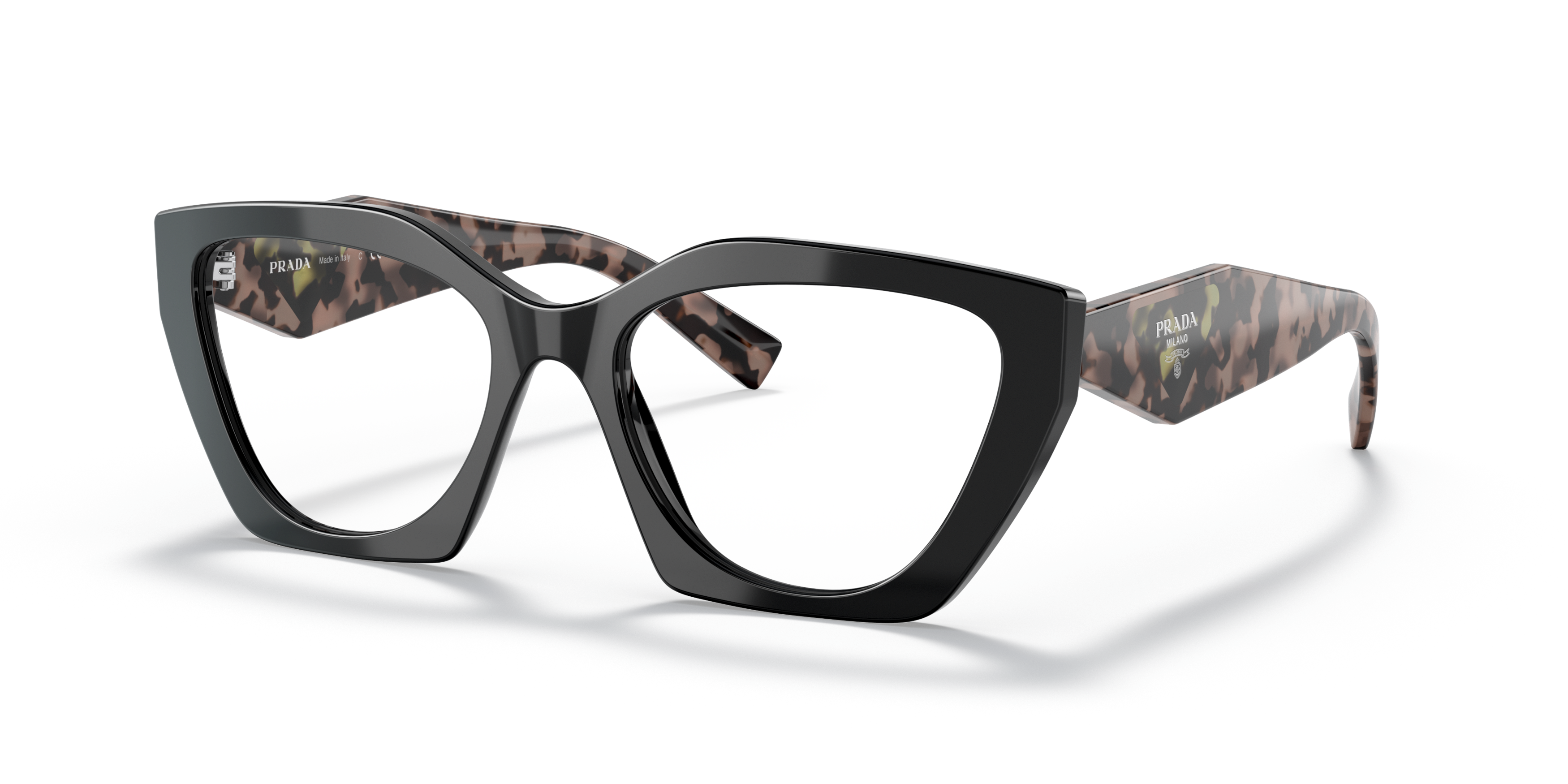 Angle_Left01 Prada PR 09YV (21B1O1) Glasses Transparent / Black