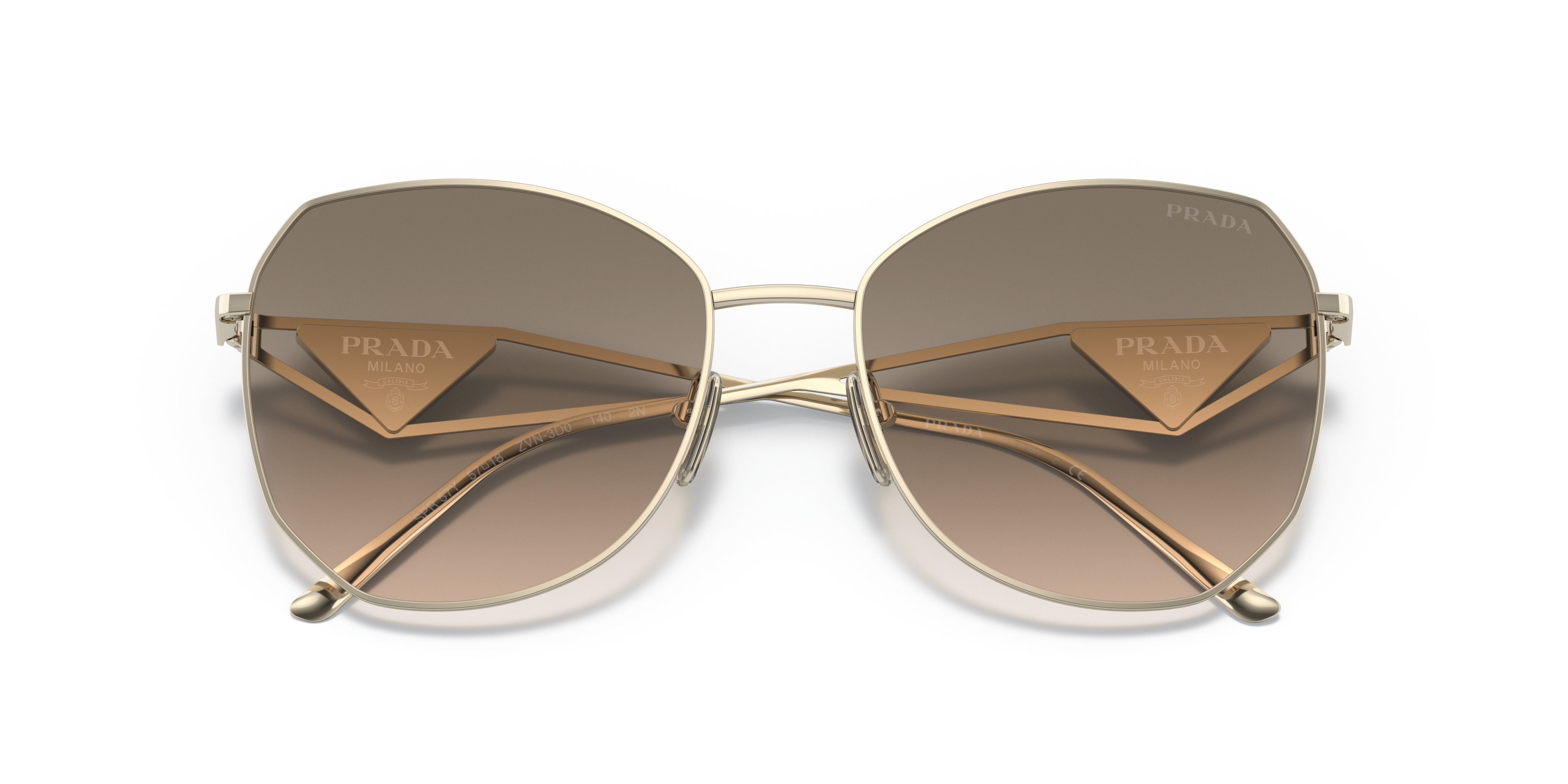 Folded Prada PR 57YS (ZVN3D0) Sunglasses Brown / Gold