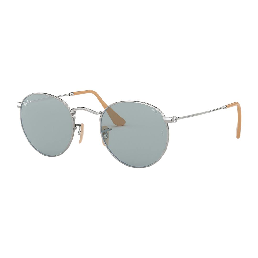 Ray-Ban Round RB3447 Lunettes de Soleil Homme - Ronde Argent - Possibilité de verres correcteurs - A