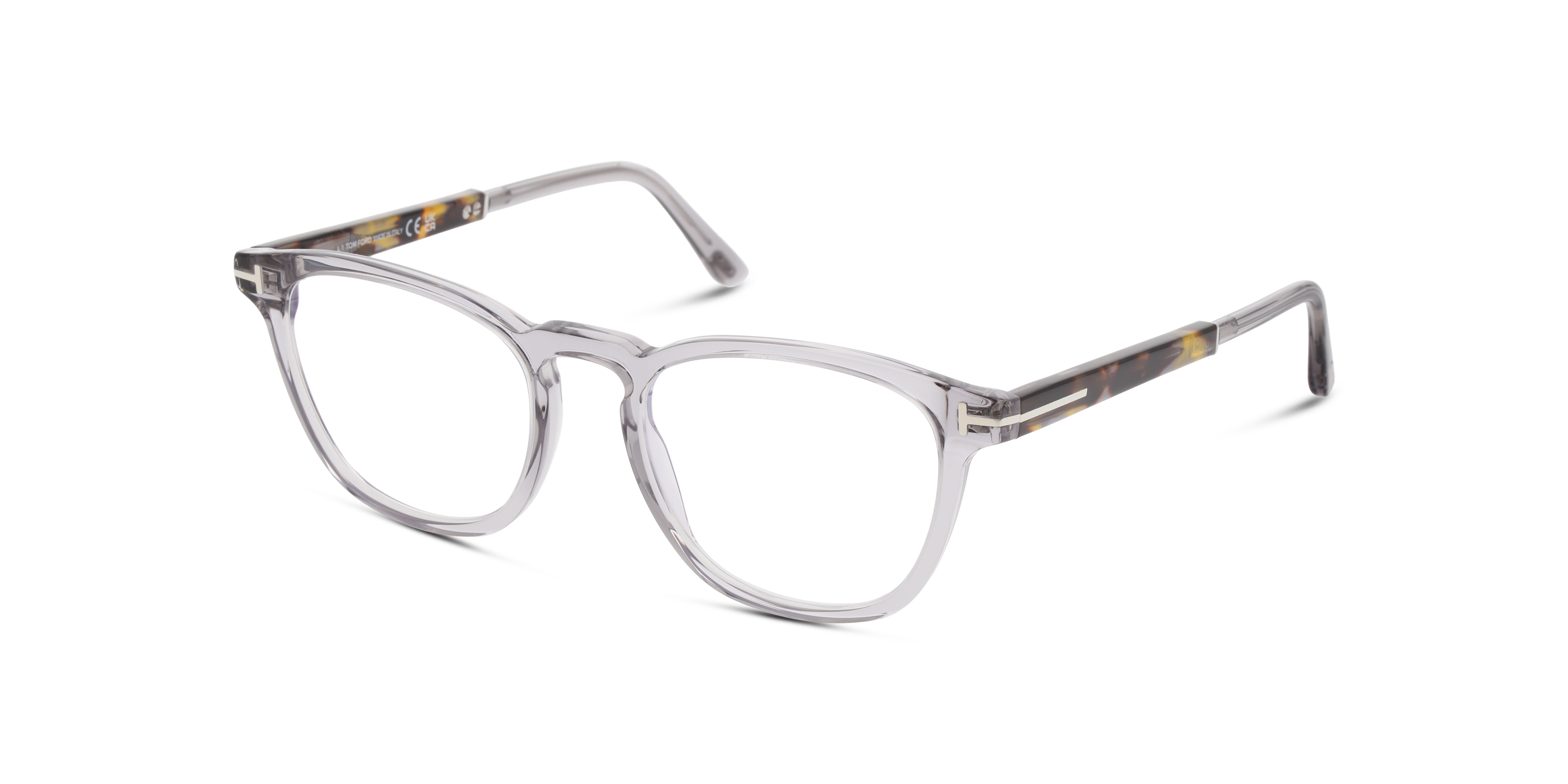 Angle_Left01 Tom Ford FT 5890-B (020) Glasses Transparent / Transparent, Grey