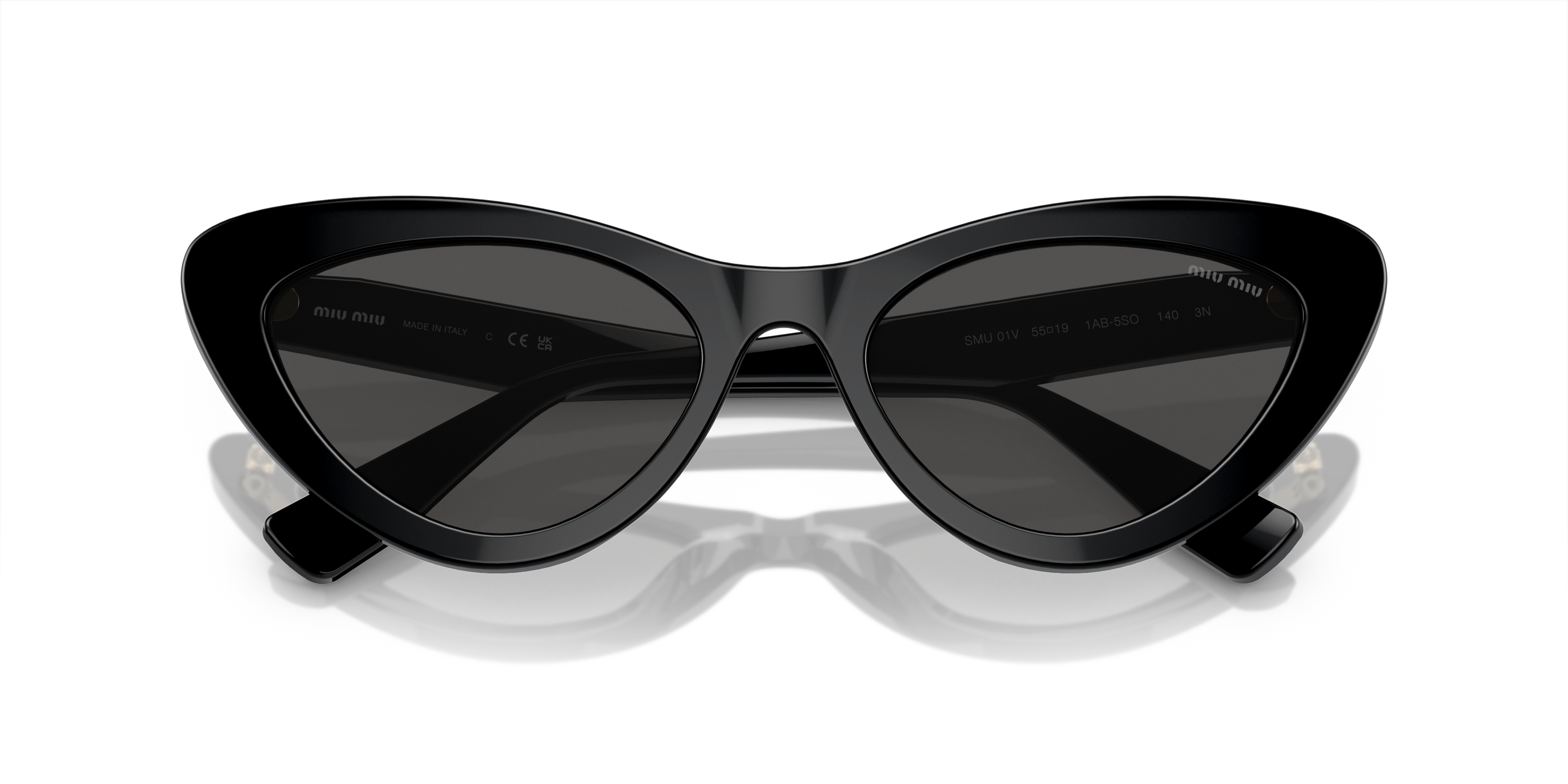 Folded Miu Miu MU 01VS Sunglasses Grey / Black