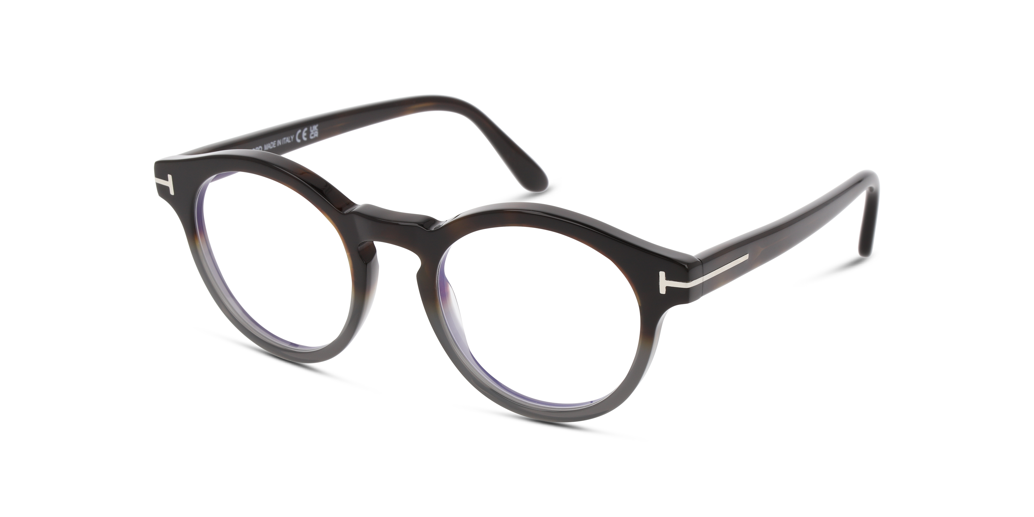 Angle_Left01 Tom Ford FT 5887-B (056) Glasses Transparent / Havana, Grey