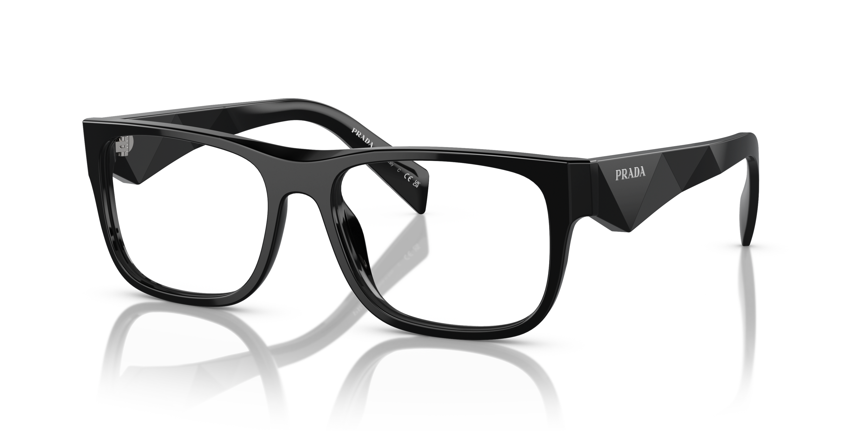 Angle_Left01 Prada PR 22ZV (16K1O1) Glasses Transparent / Black