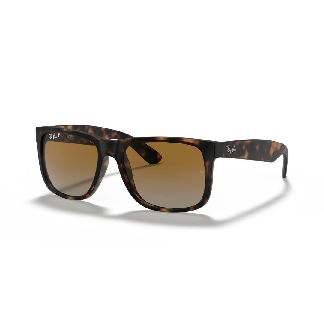 Ray-Ban Justin RB4165 Lunettes de Soleil Homme - Rectangle Ecaille Marron - Verres Polarisés - Possi