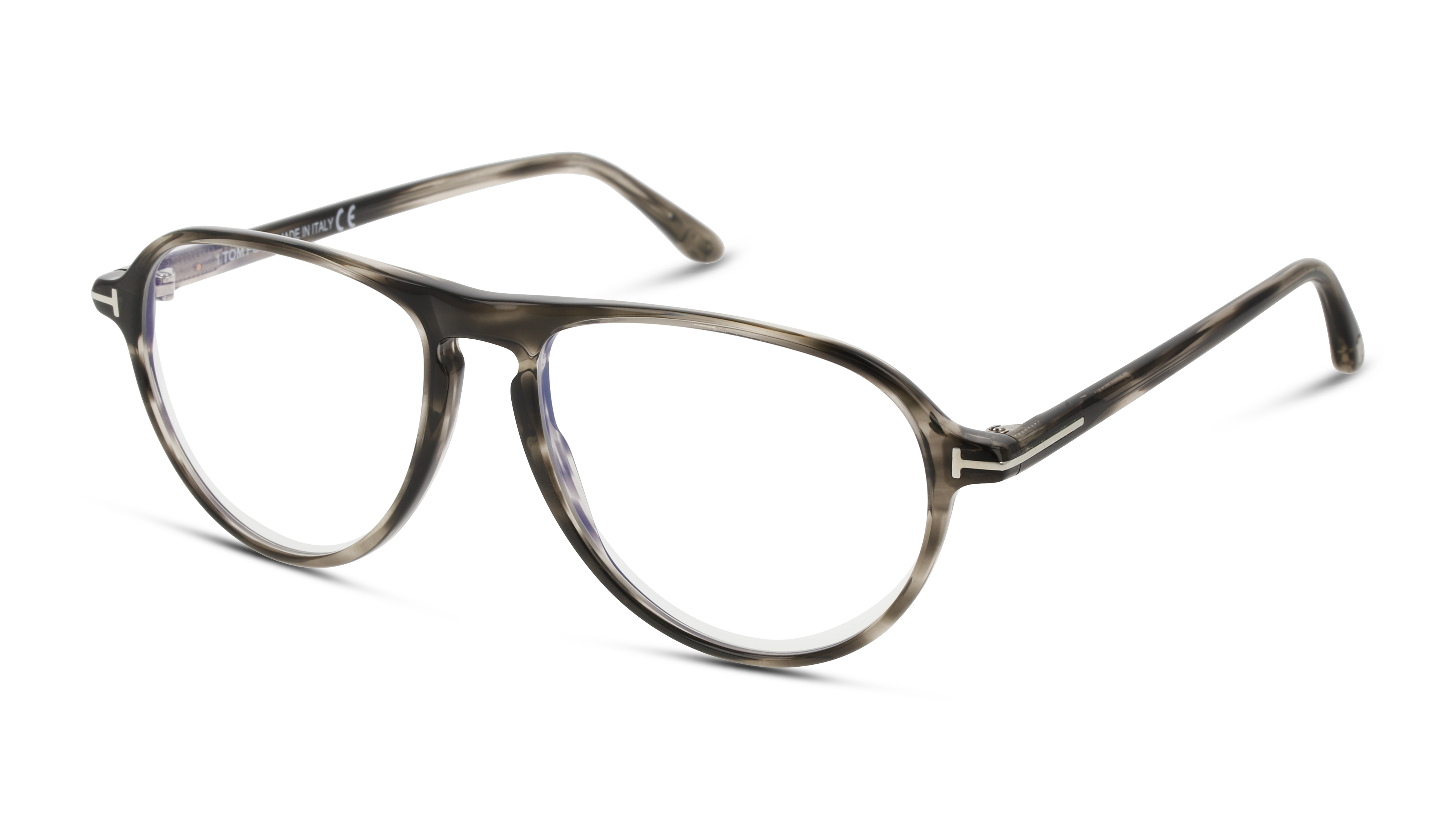 Angle_Left01 Tom Ford FT5869-B (020) Glasses Transparent / Havana, Grey