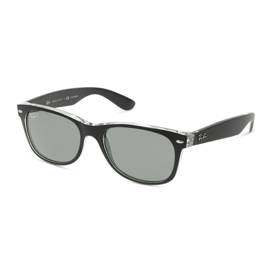 Ray-Ban New Wayfarer RB2132 Lunettes de Soleil Homme - Carrée Noir Cristal - Verres Polarisés - Poss