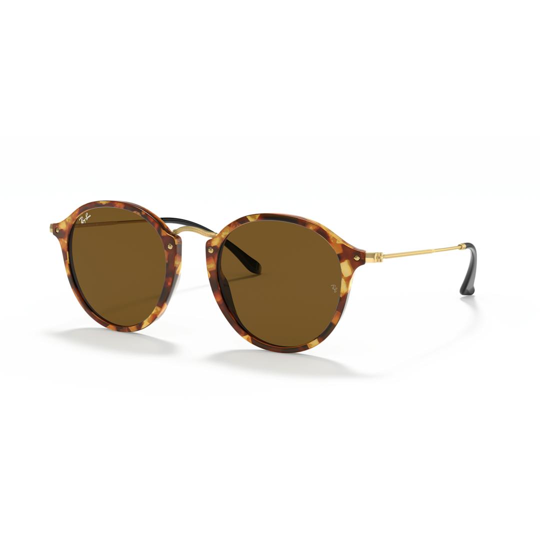 Ray-Ban Round Fleck RB2447 Lunettes de Soleil Homme - Panthos Marron Ecaille - Possibilité de verres