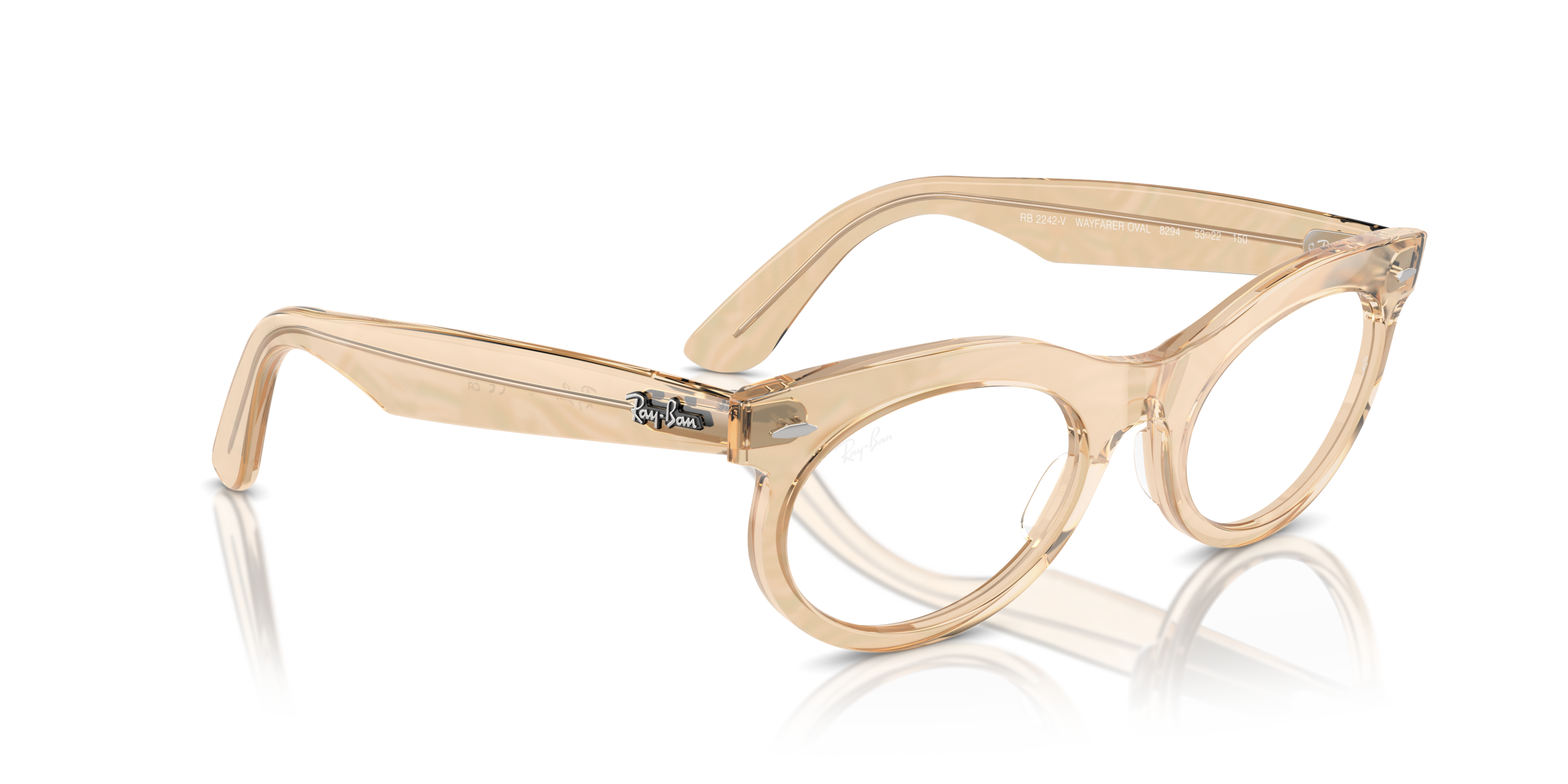 Angle_Right01 Ray-Ban Wayfarer Oval Change RX 2242V Glasses Transparent / Photochromic, Brown