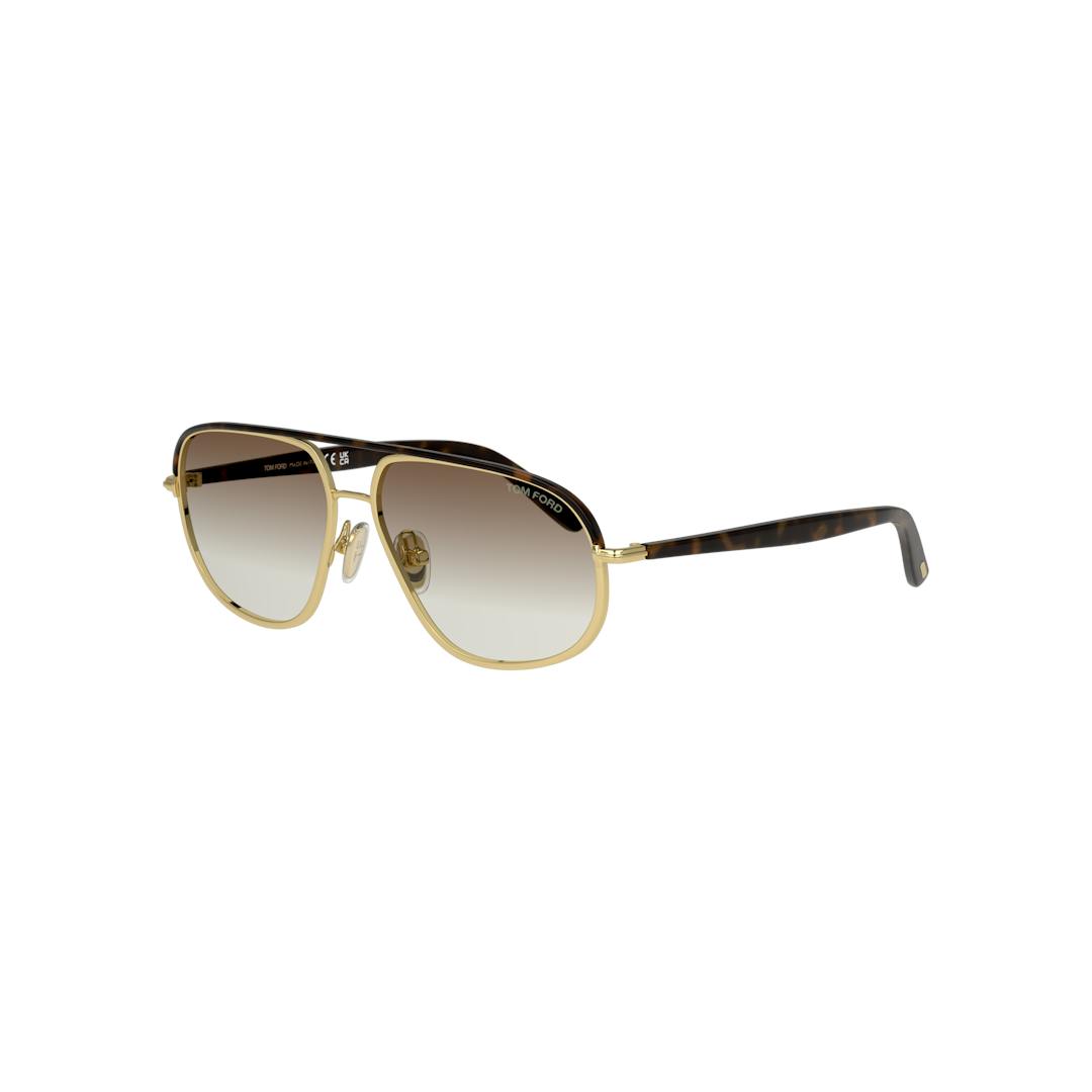 Tom Ford FT1019 Lunettes de Soleil Homme - Pilote Marron Doré - Possibilité de verres correcteurs -