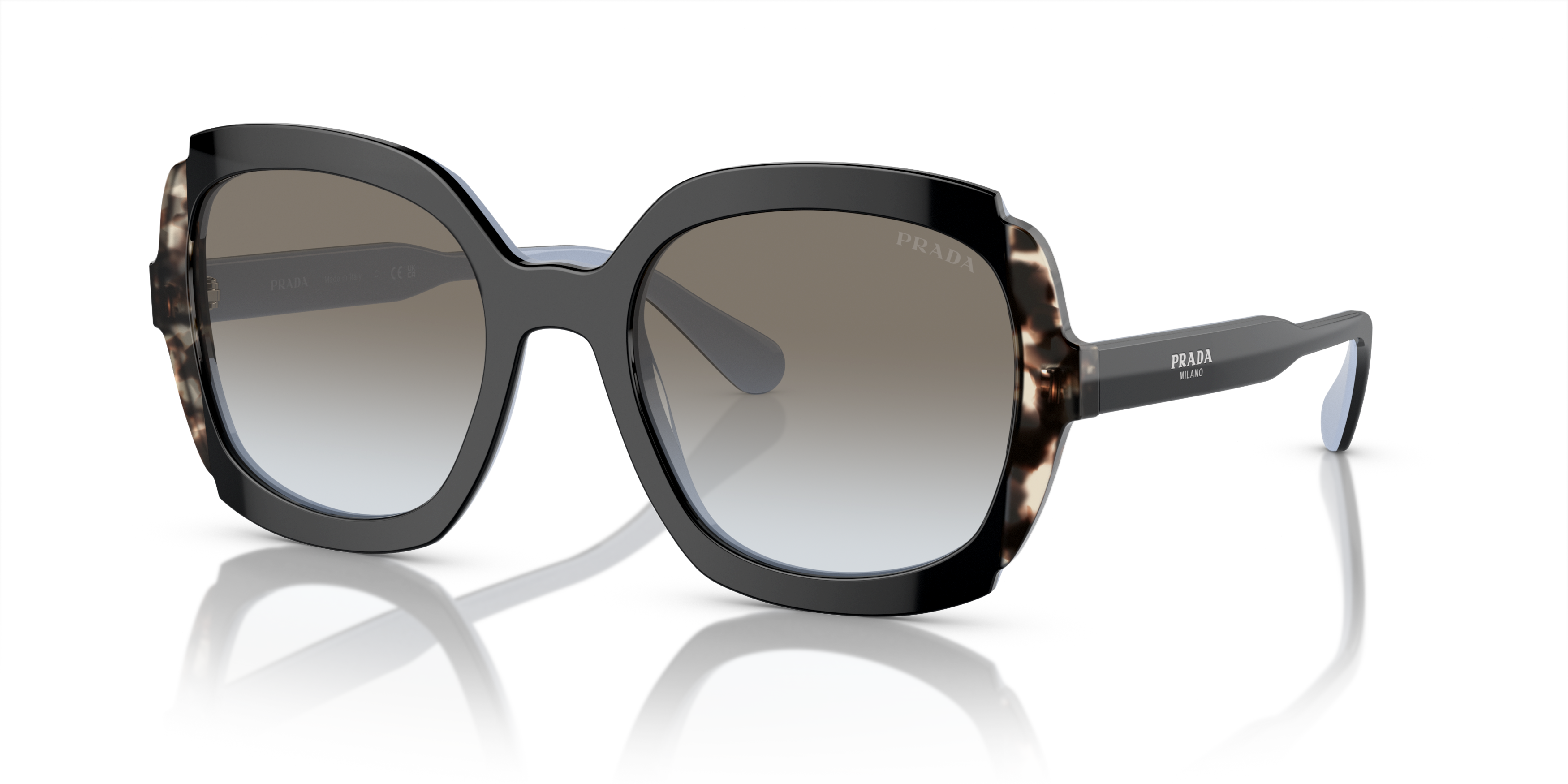 Angle_Left01 Prada PR 16US (KHR0A7) Sunglasses Grey / Black