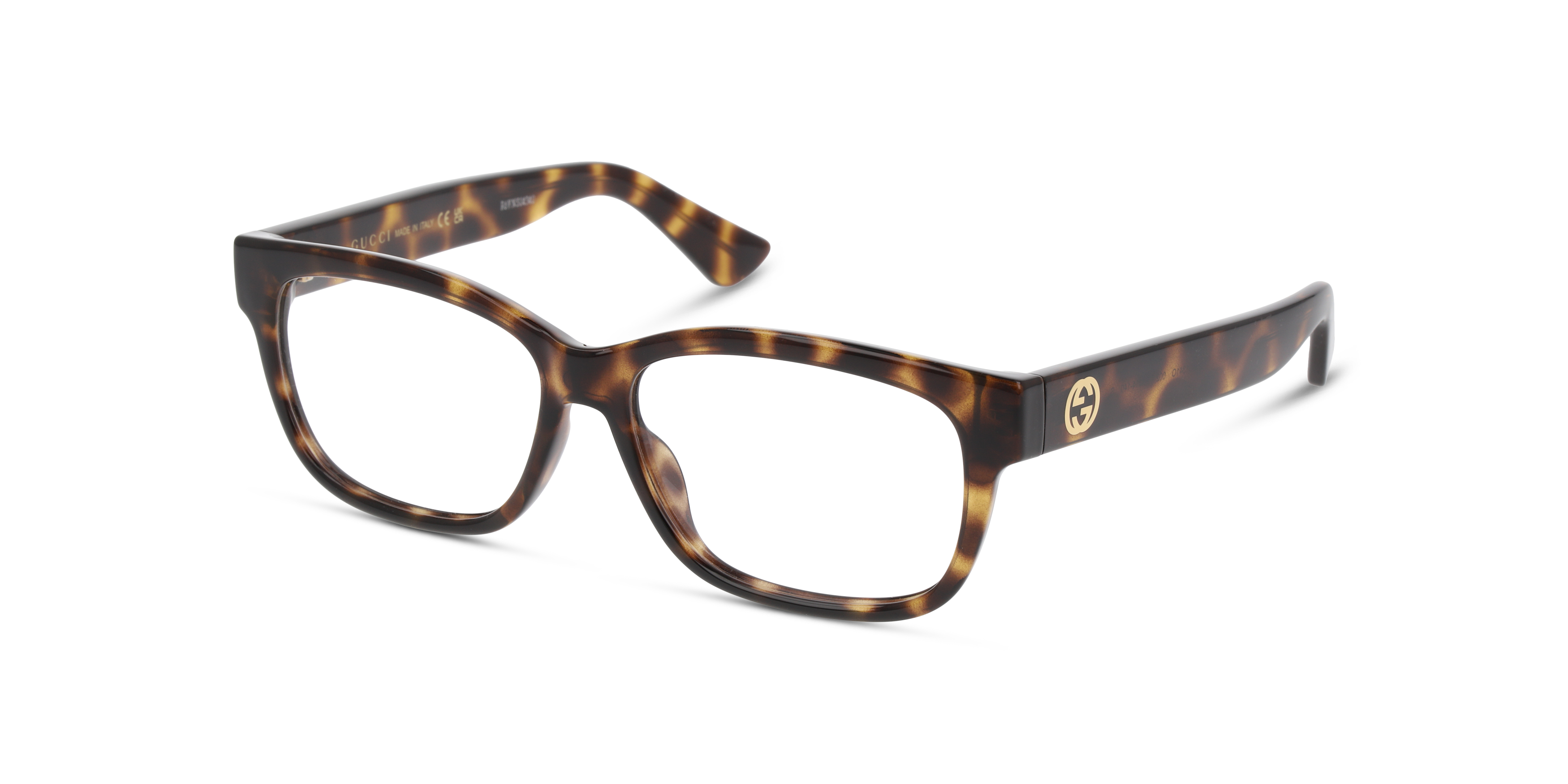 Angle_Left01 Gucci GG 1341O (002) Glasses Transparent / Havana