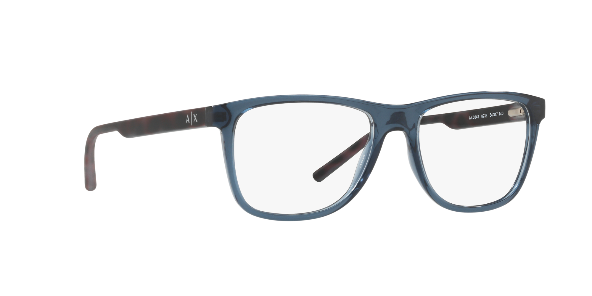 Angle_Right01 Armani Exchange AX 3048 Glasses Transparent / White