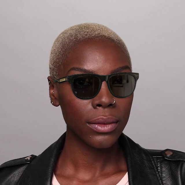 On_Model_Female01 Gucci GG 0980S (001) Sunglasses Grey / Black
