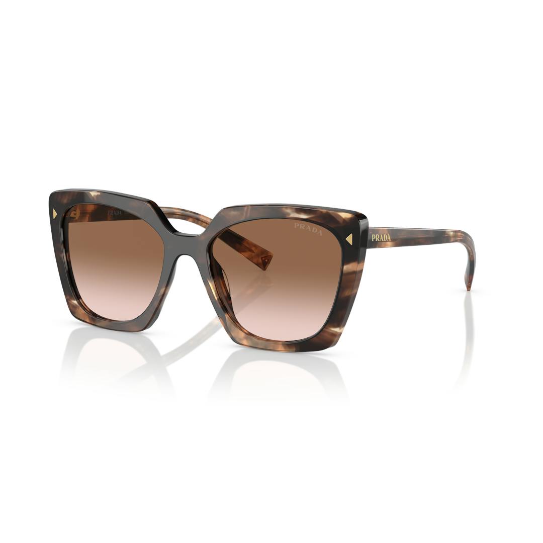 Prada PR 23ZS Lunettes de Soleil Femme - Carrée Marron Ecaille - Possibilité de verres correcteurs -