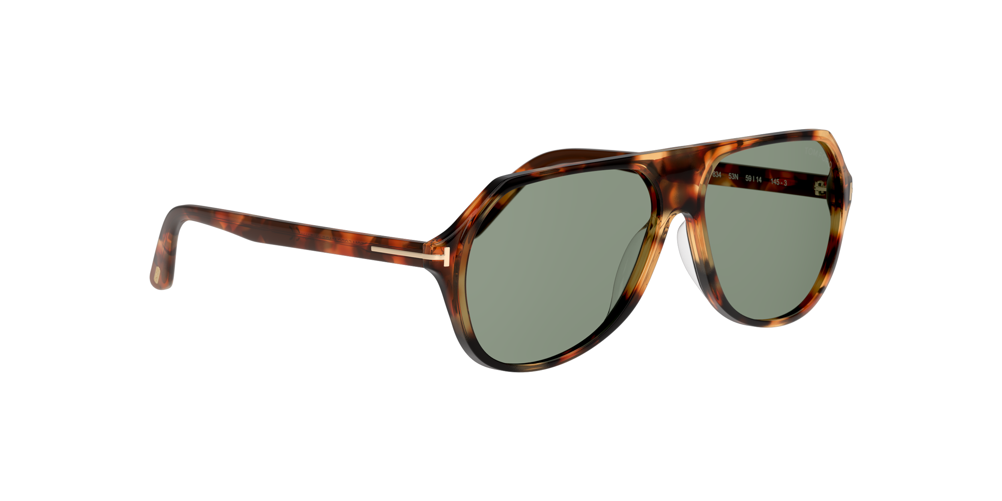 Angle_Right01 Tom Ford Hayes FT0934 (53N) Sunglasses Green / Havana