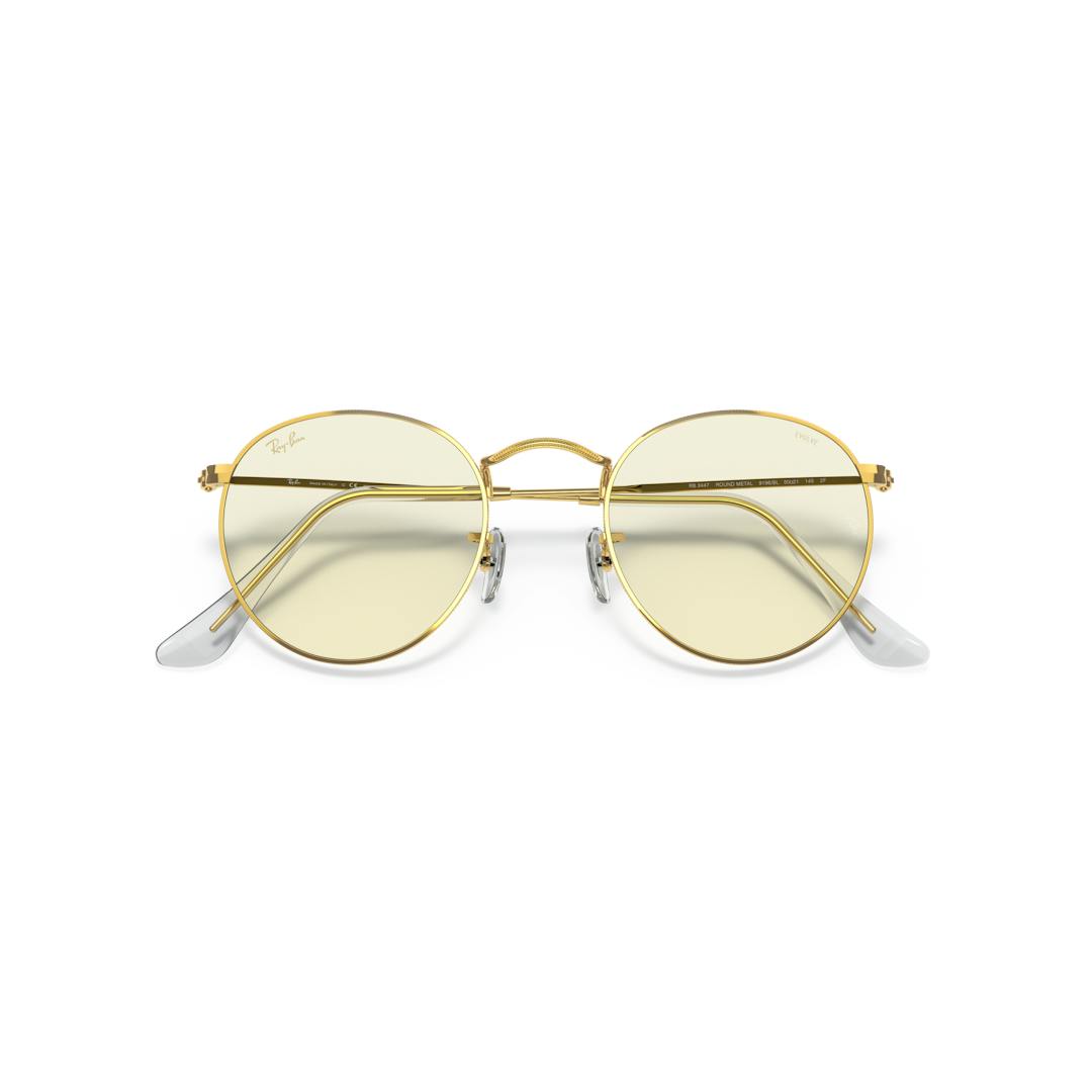 Ray-Ban Round Blue-Light Clear Evolve RB 3447 Gold frames Vision