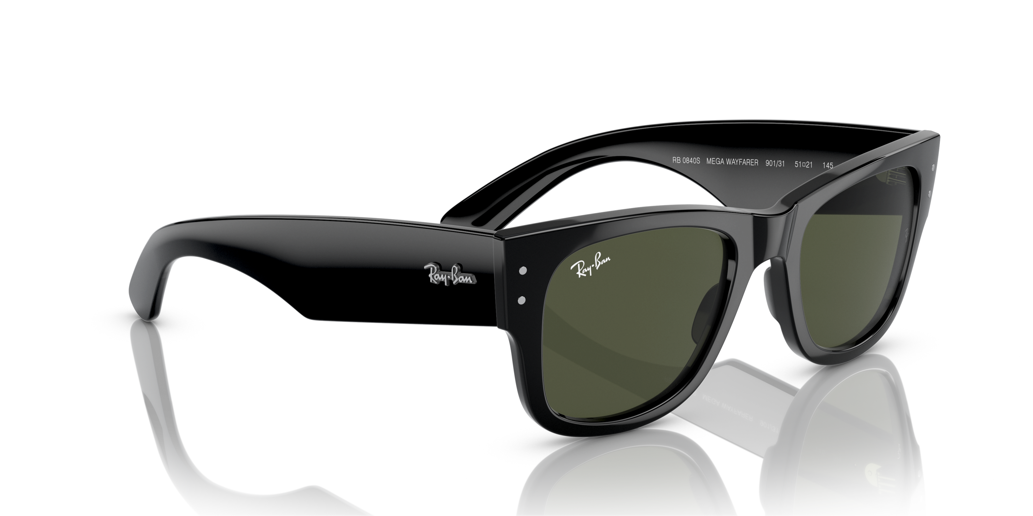 Angle_Right01 Ray-Ban Mega Wayfarer RB 0840S Sunglasses Green / Black