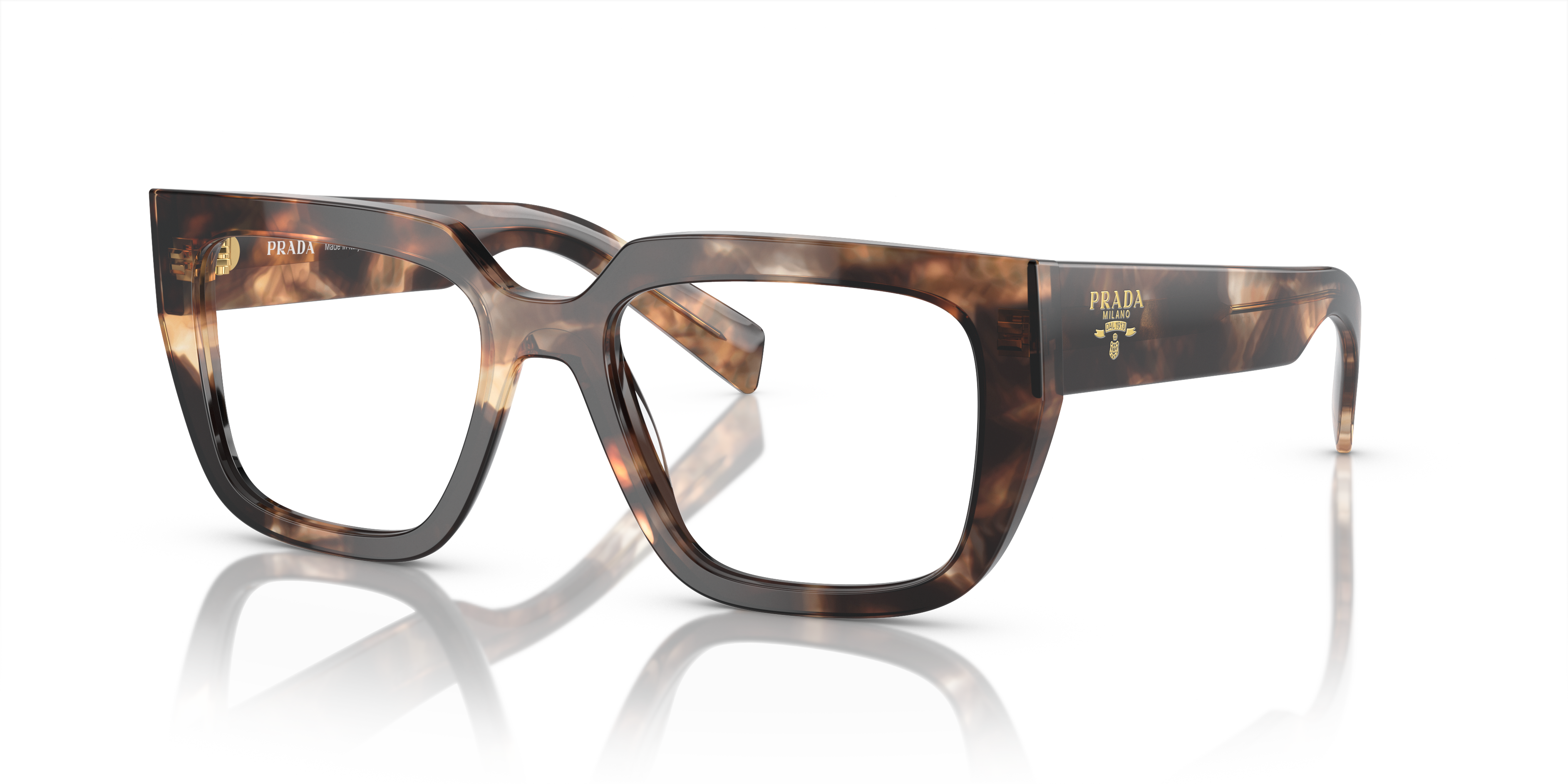 Angle_Left01 Prada PR A03V Glasses Transparent / Brown
