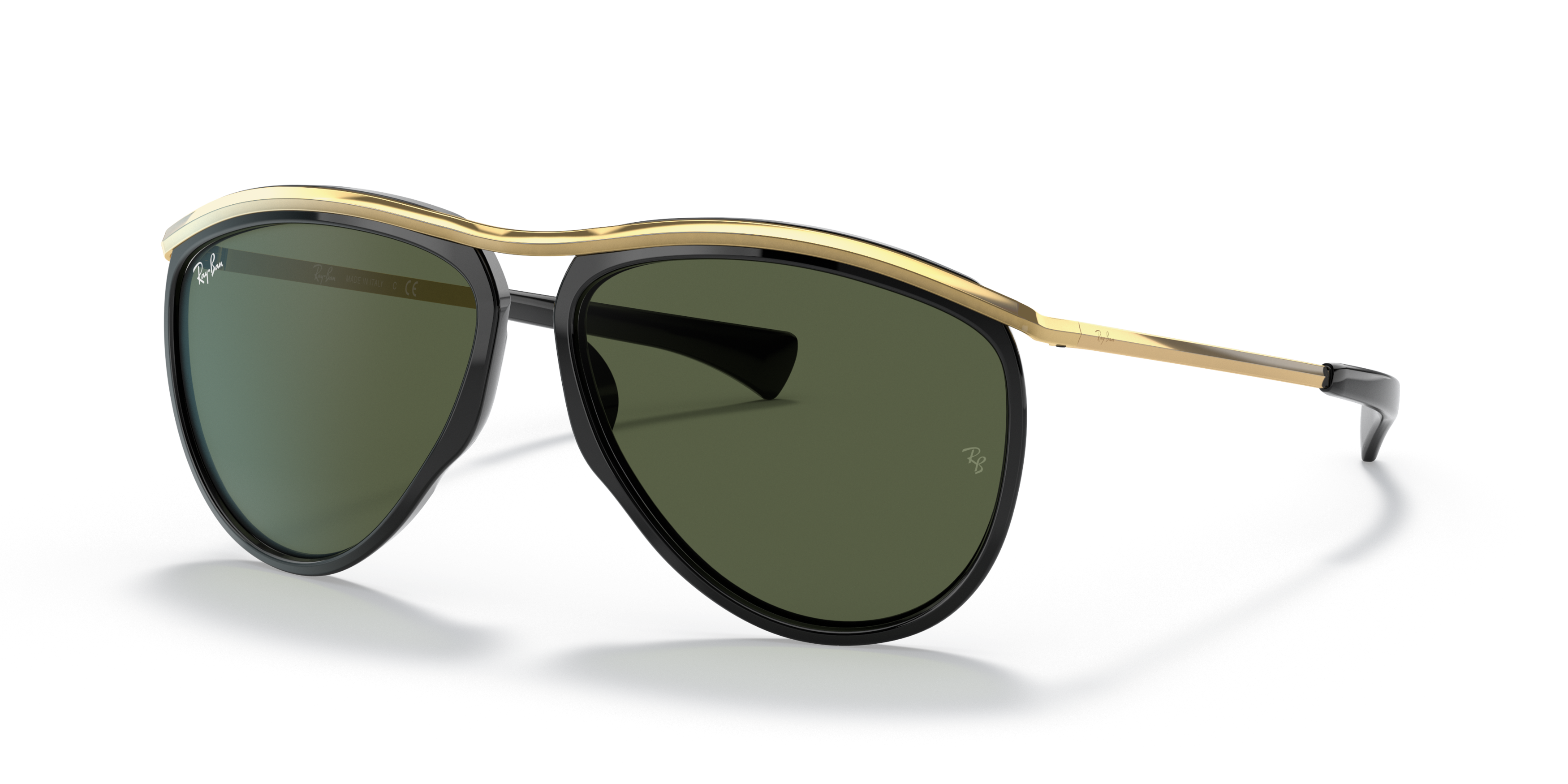 Angle_Left01 Ray-Ban Olympian Aviator RB 2219 Sunglasses Green / Black