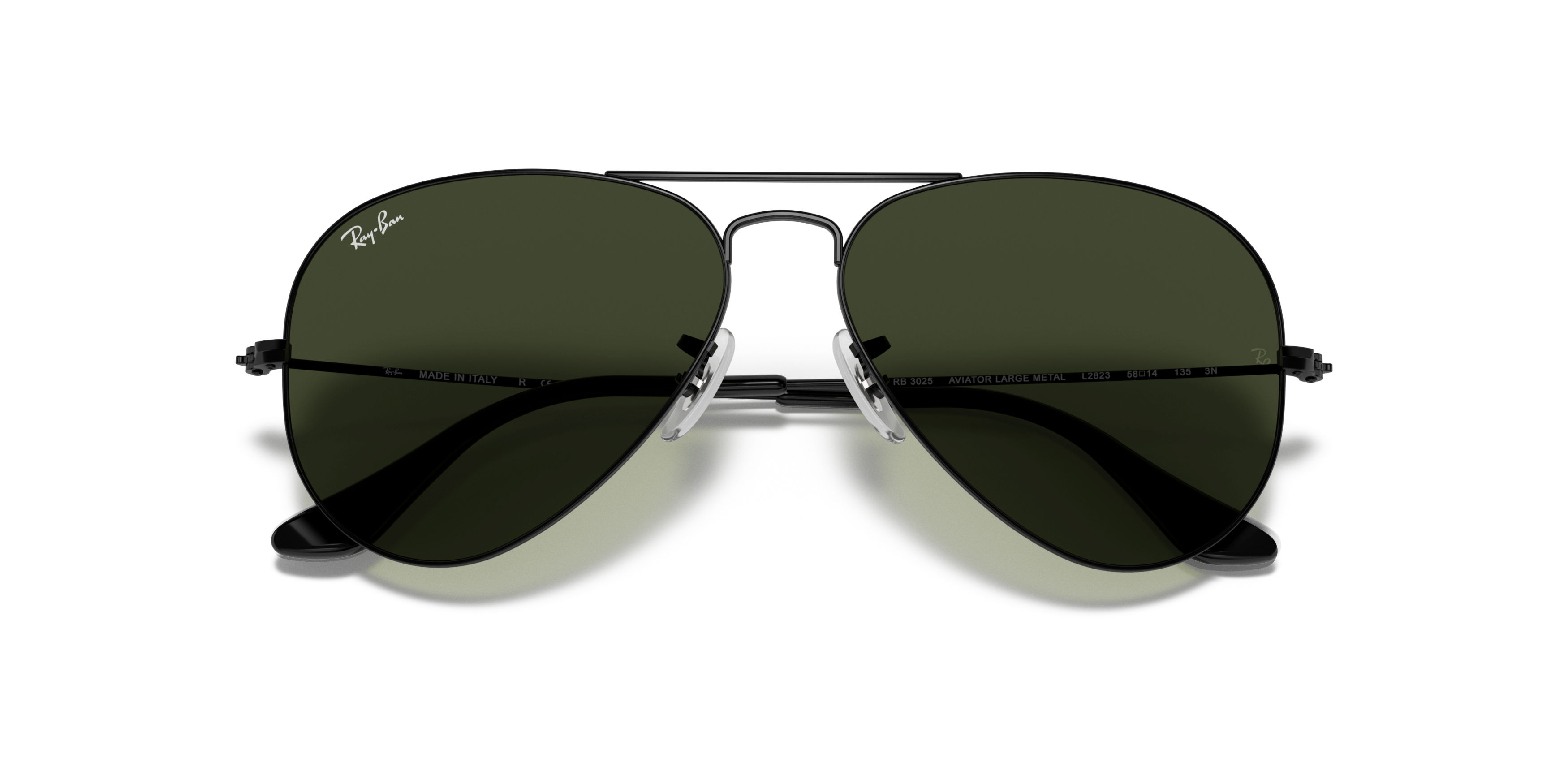 Folded Ray-Ban Aviator RB 3025 Sunglasses Green / Gold