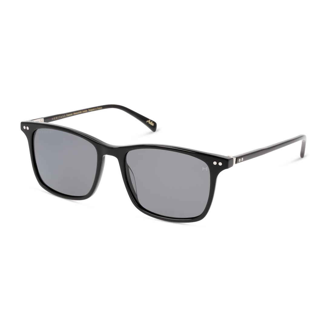 Heritage HESM5005P Lunettes de Soleil Homme - Carrée Noir - Verres Polarisés - Possibilité de verres