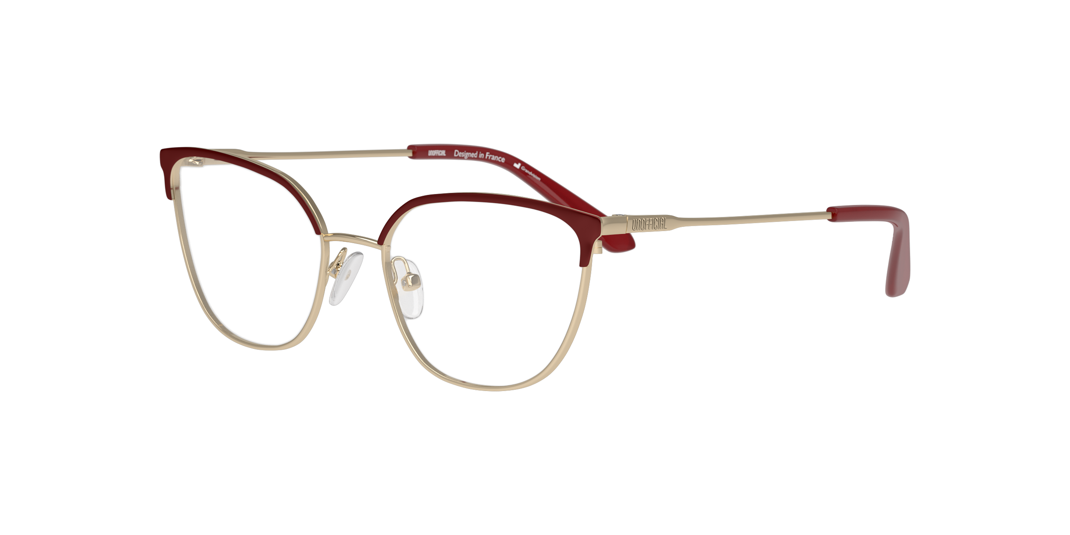 Angle_Left01 Unofficial UNOF0437 (RD00) Glasses Transparent / Burgundy