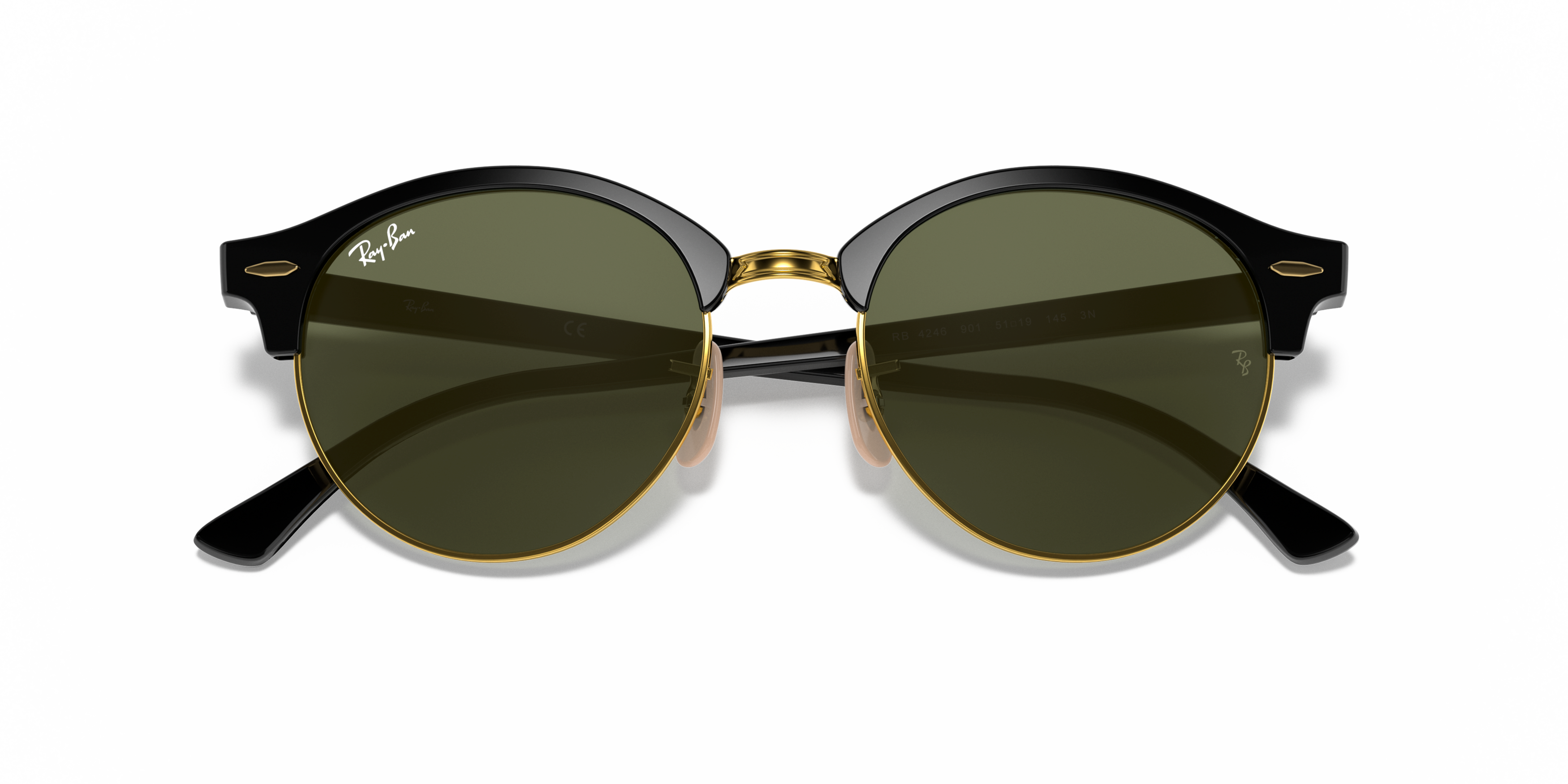 Folded Ray-Ban Clubround Classic RB4246 901 Groen / Zwart
