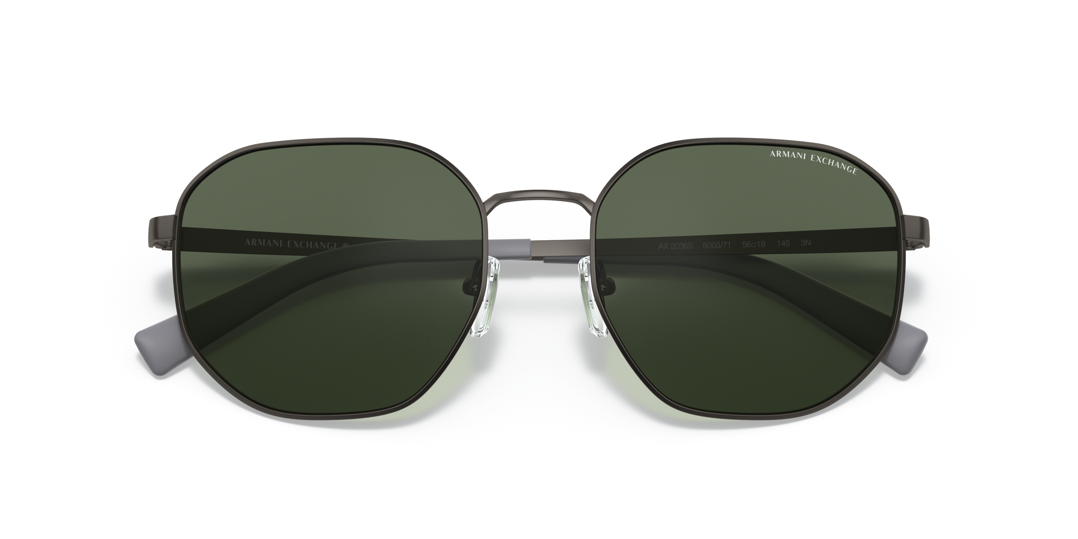 Folded Armani Exchange AX 2036S (600371) Sunglasses Green / Grey