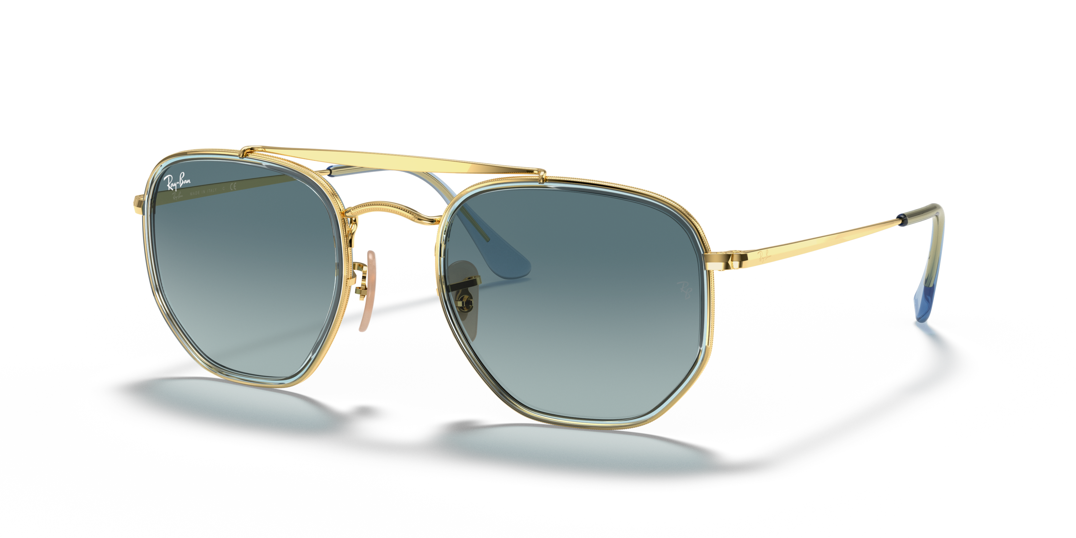 Angle_Left01 Ray-Ban RB 3648M Sunglasses Blue / Gold