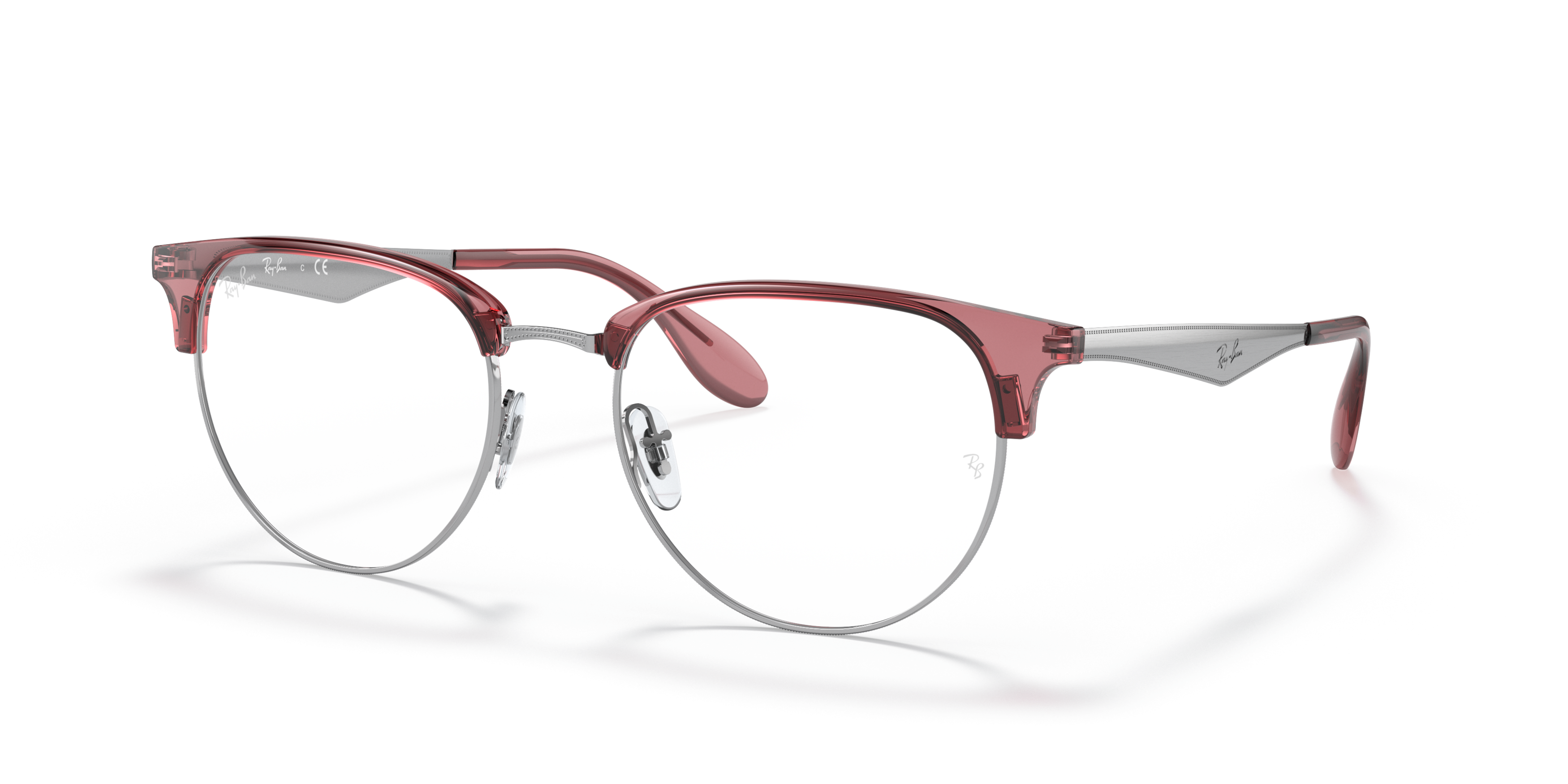 Angle_Left01 Ray-Ban RX 6396 Glasses Transparent / Transparent, Red