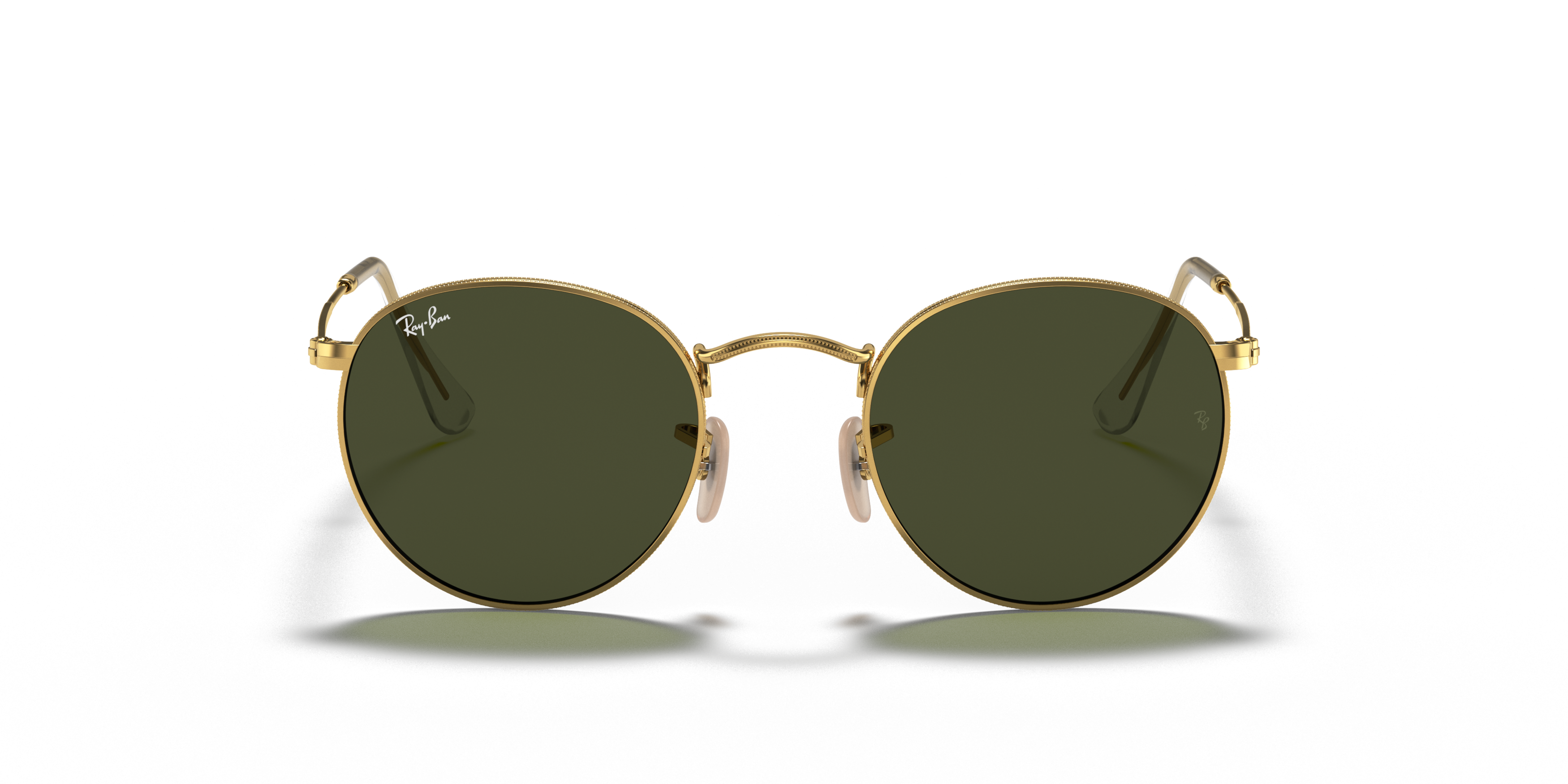 Front Ray-Ban Round RB 3447 (001) Sunglasses Green / Gold